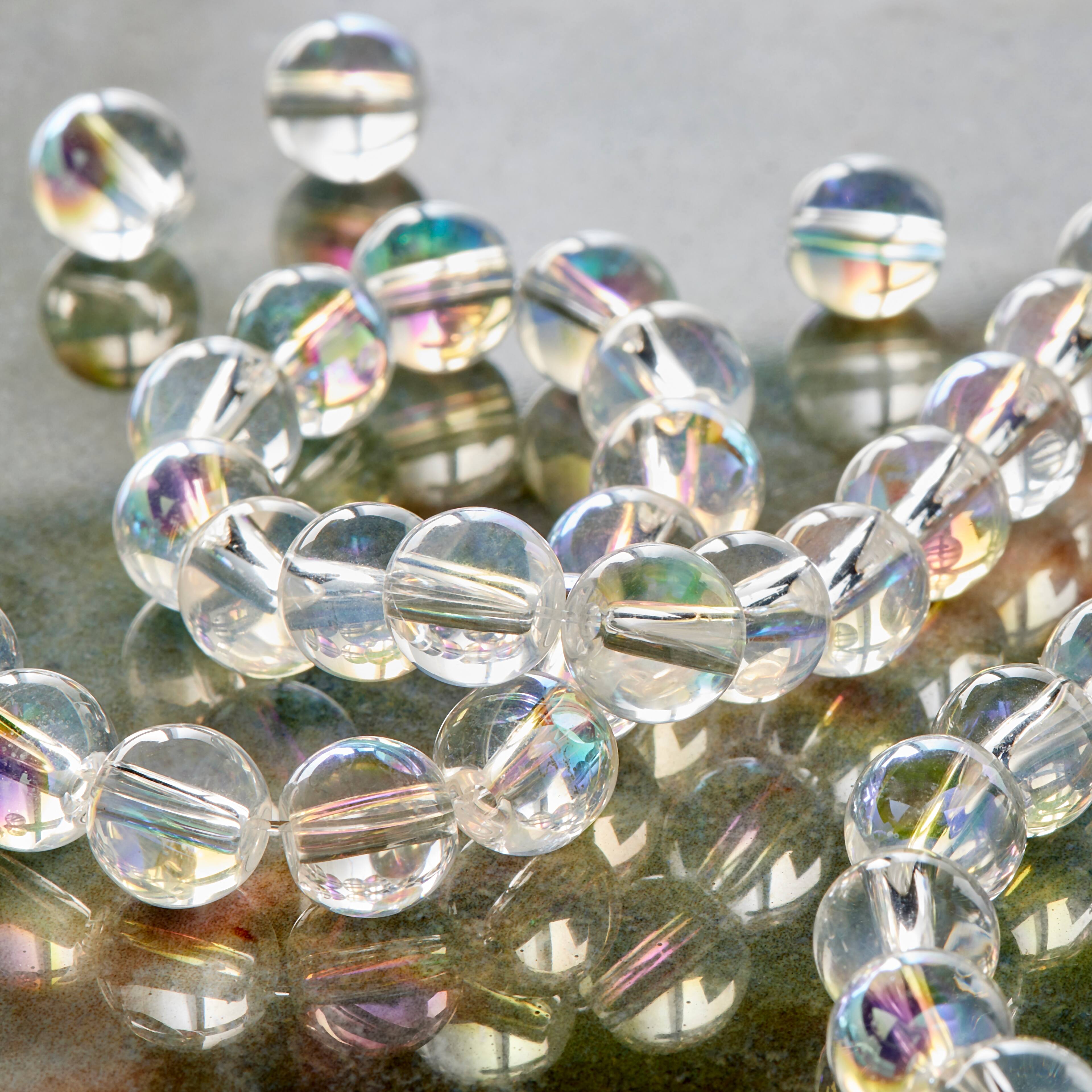 12 Pack: Crystal Aurora Borealis Faceted Glass Round Beads, 8mm by Bead Landing™