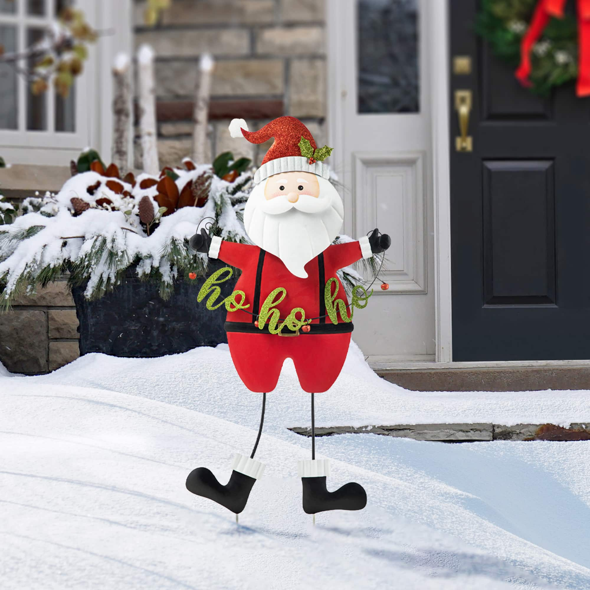 Glitzhome&#xAE; 36&#x22; Metal Santa HOHOHO Yard Stake