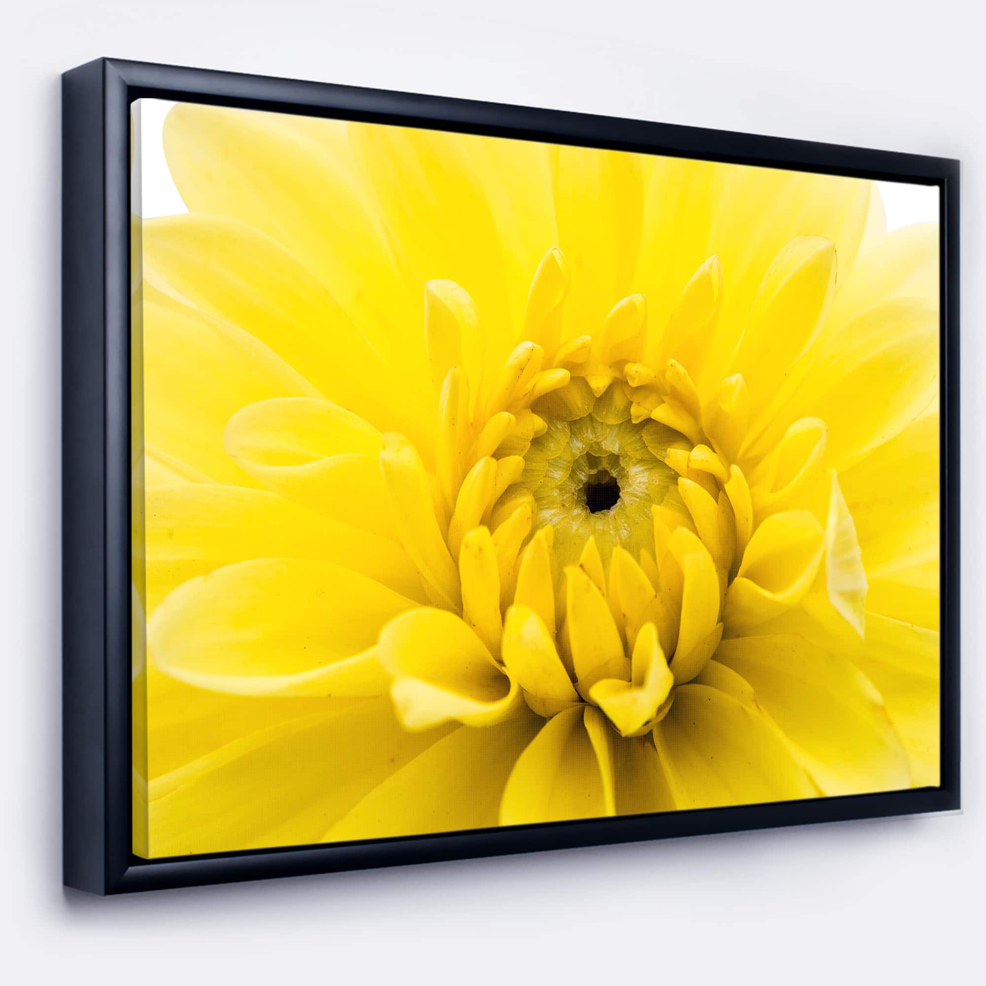 Designart - Yellow Chrysanthemum Gold Flower - Flower Artwork on Canvas in Black Frame