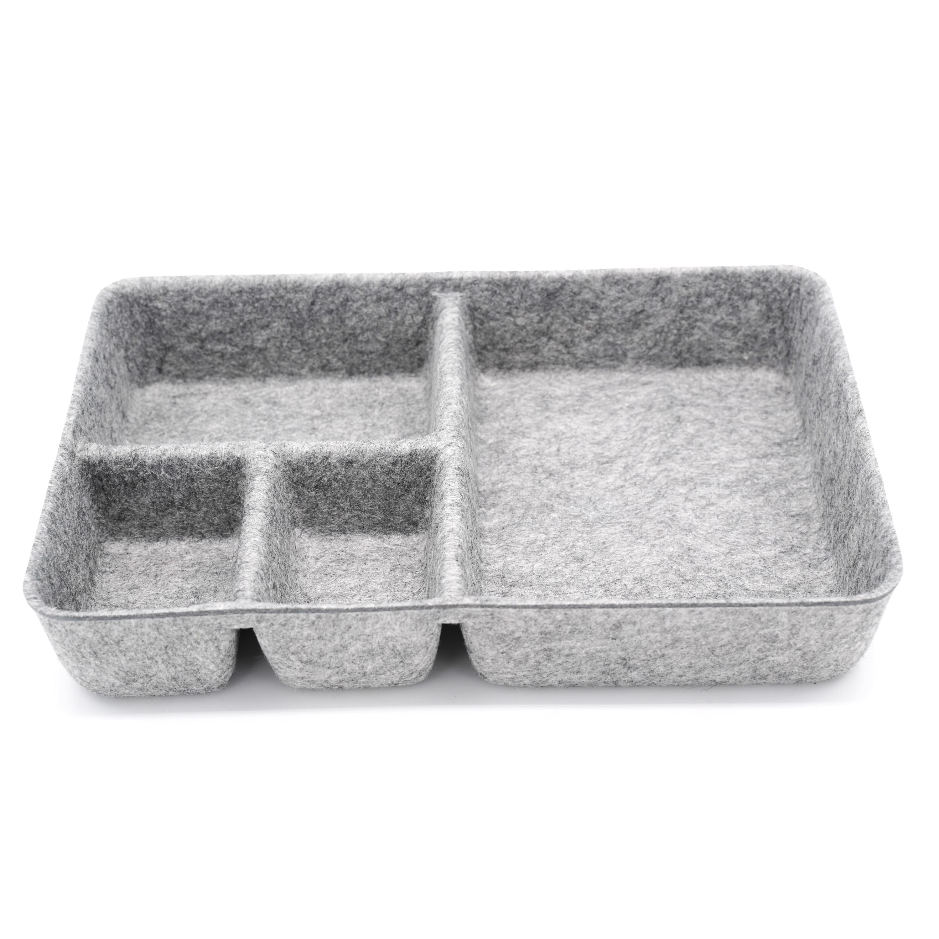 Welaxy 2 Piece Felt 4 Compartment Drawer Organizer Trays