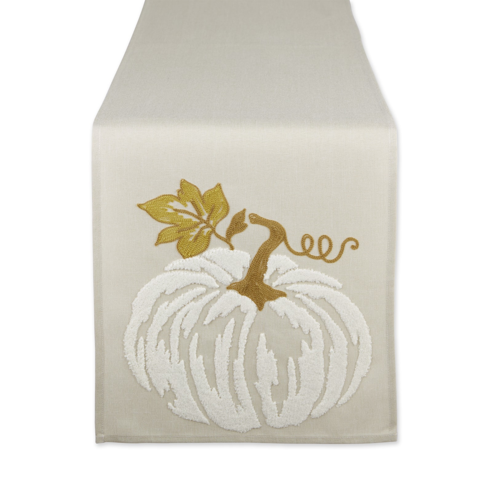 DII&#xAE; 70&#x22; White Pumpkin Embroidered Table Runner