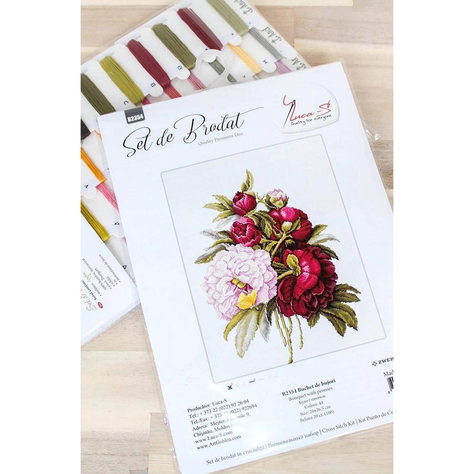 Luca-S Bouquet with Peonies Counted Cross Stitch Kit