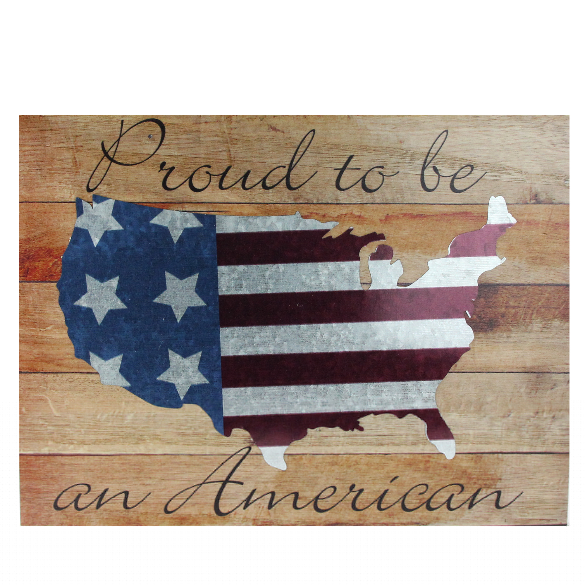 16" Stars and Stripes Wooden USA Map Wall Art