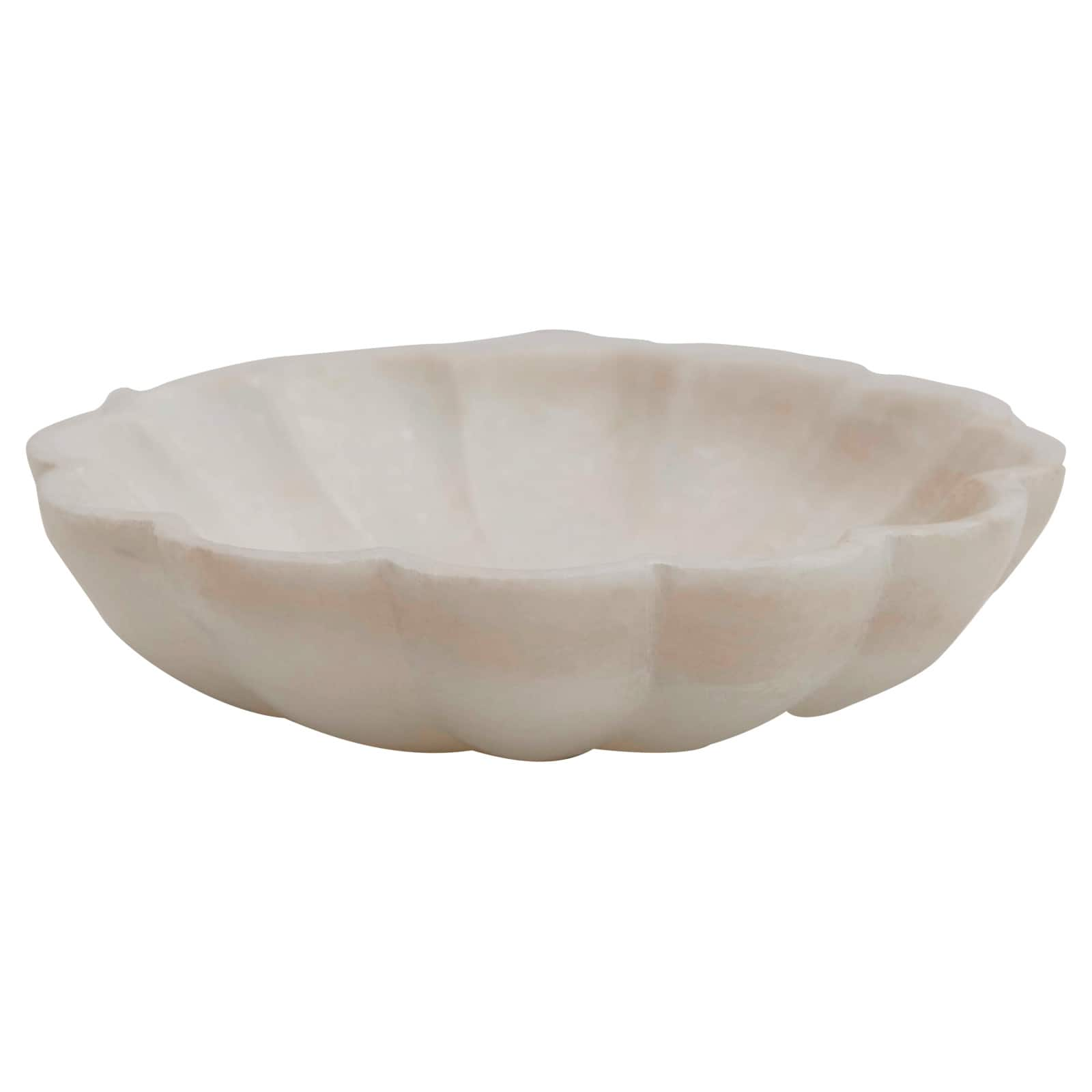 6&#x22; Carved Marble Flower Shape Dish