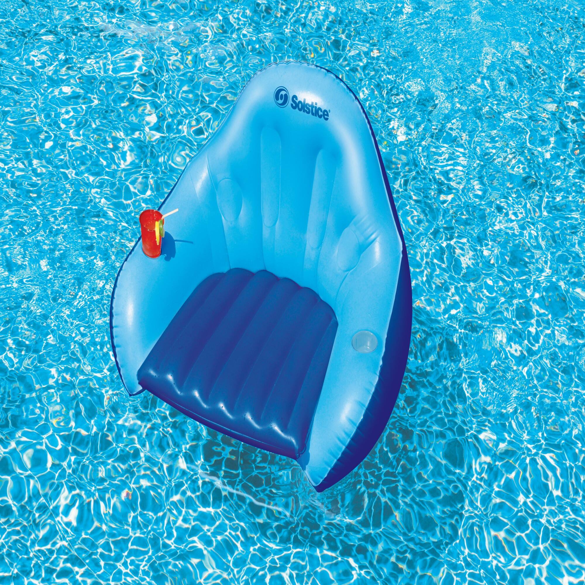 Solstice 67" Blue Inflatable Convertible Floating Pool Lounger with Mesh Seat