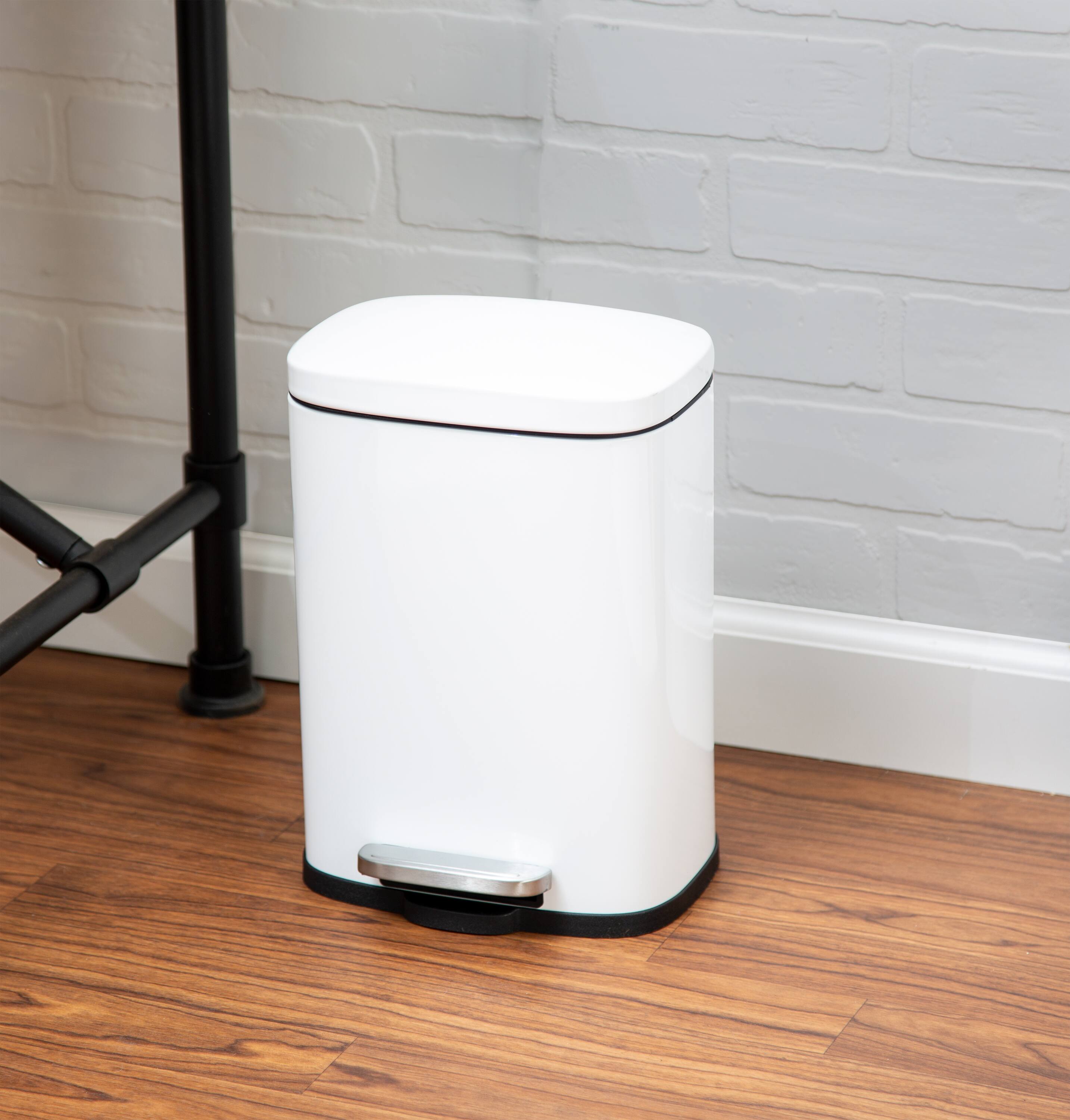 30L & 5L White Rectangular Trash Can Set