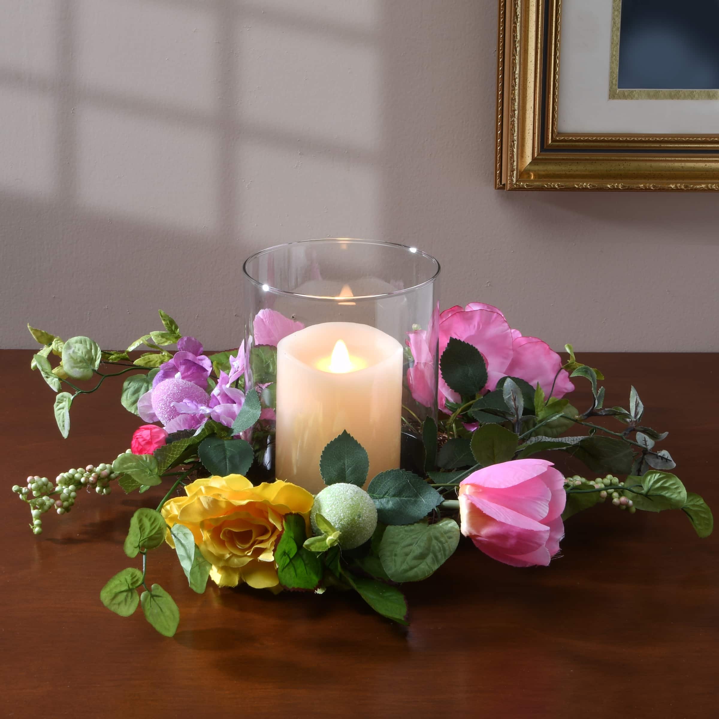 16&#x22; Spring Floral Candle Holder