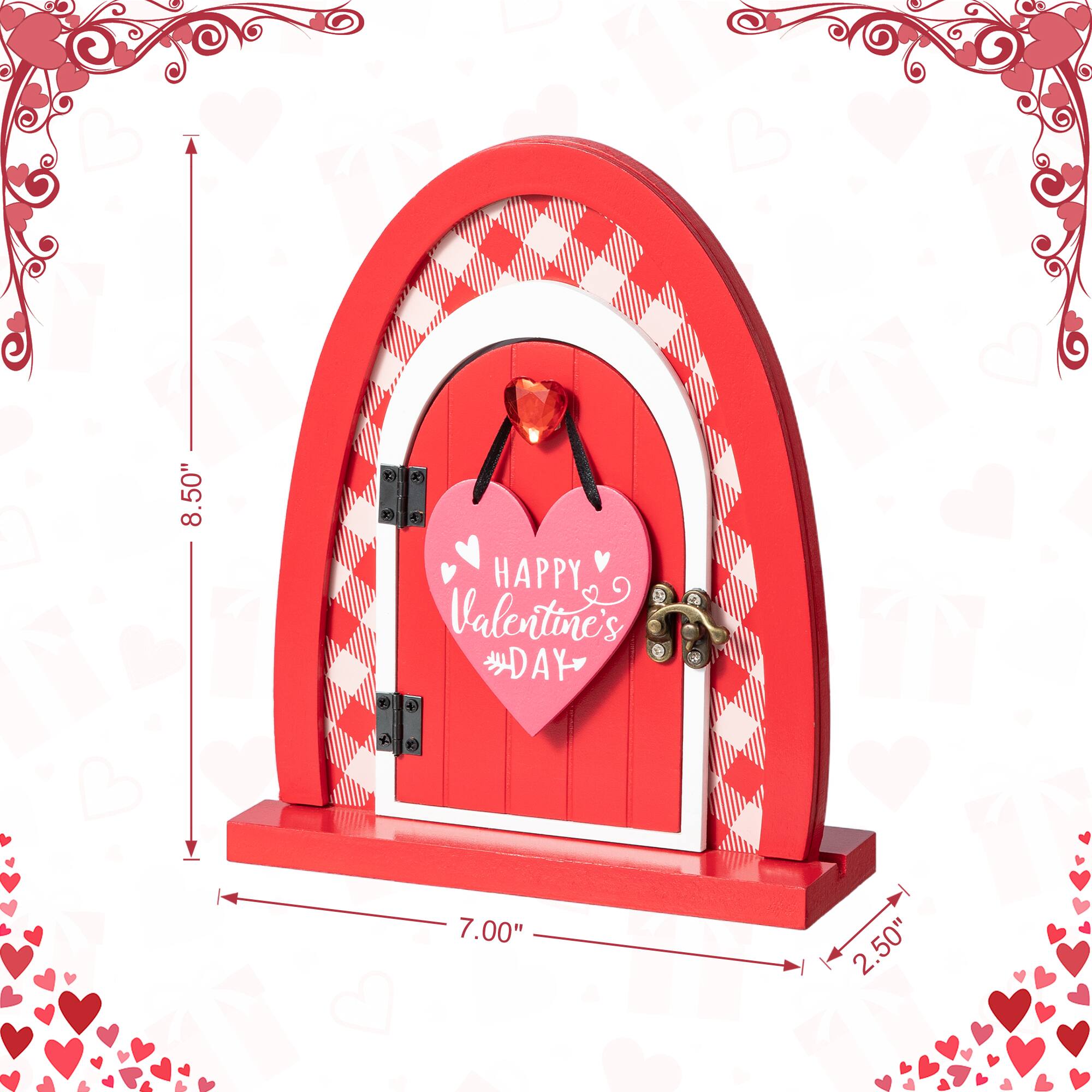 Glitzhome® 8.5" Valentine's Wooden Door-Shaped Photo Frame Table Décor