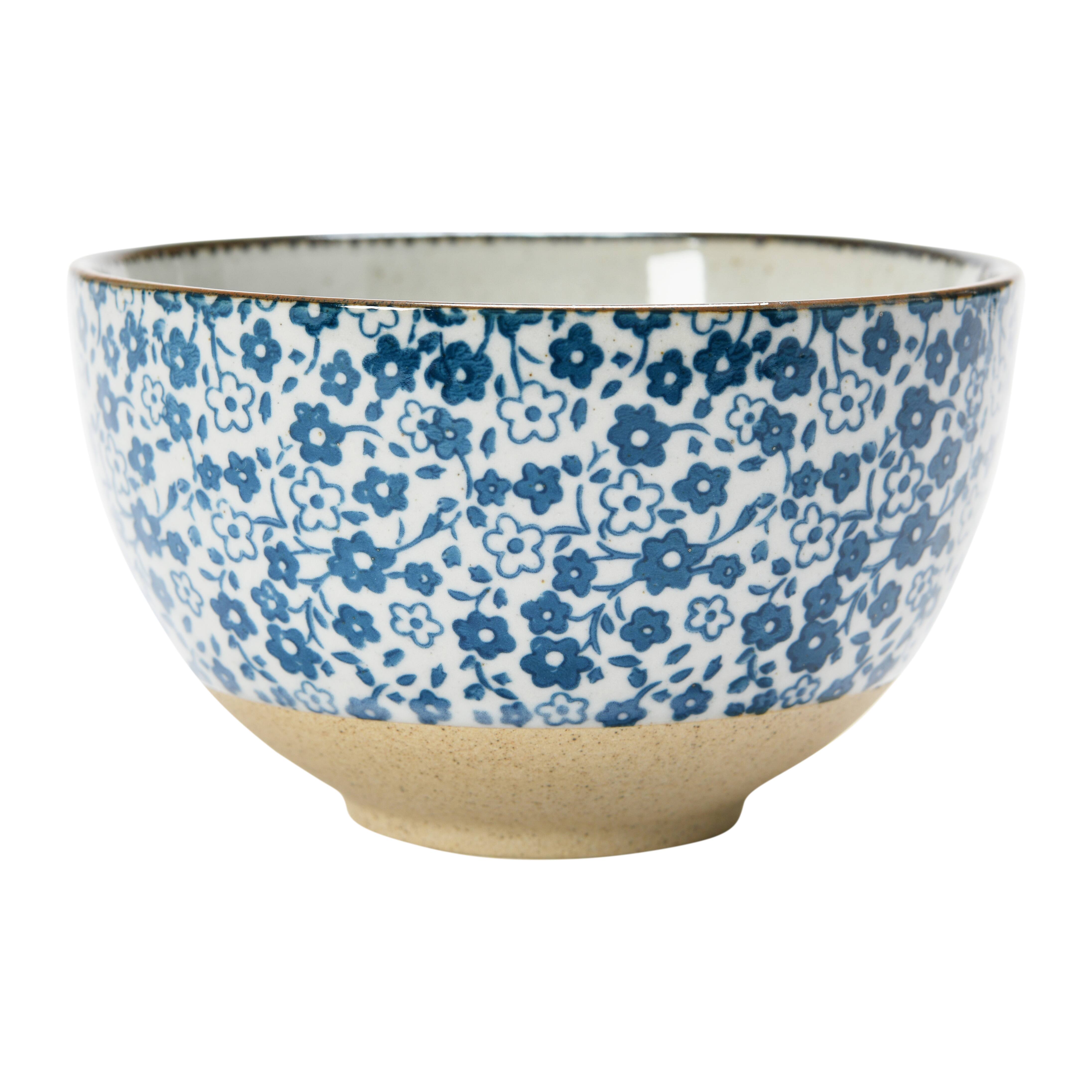 Hello Honey® 4.7" Blue & White Hand-Painted Ice-Cream Stoneware Bowls, 2ct.