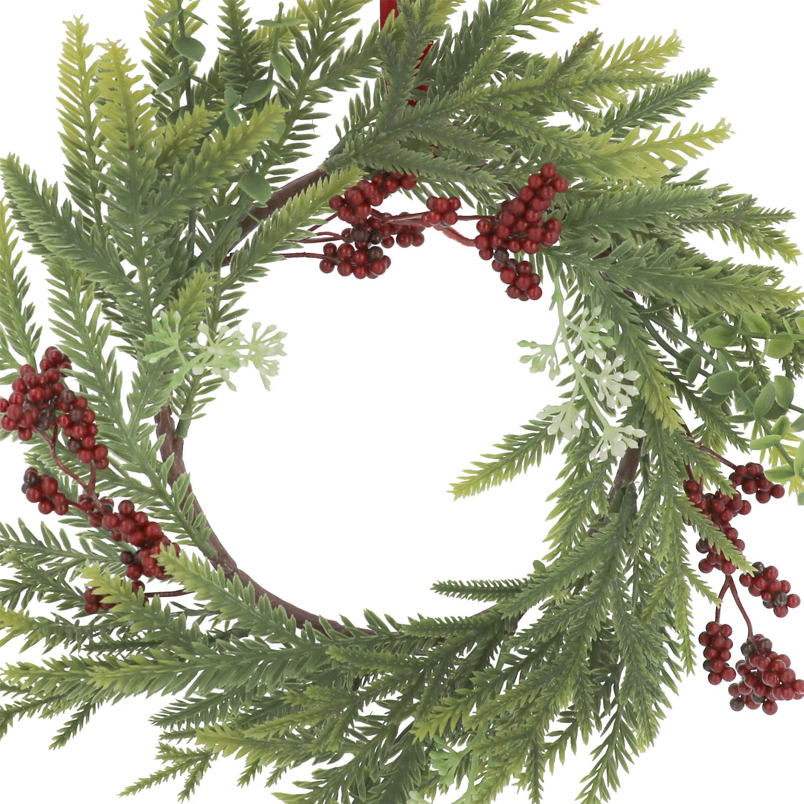 12&#x22; Mini Pine with Red Berry &#x26; Eucalyptus Wreath by Ashland&#xAE;