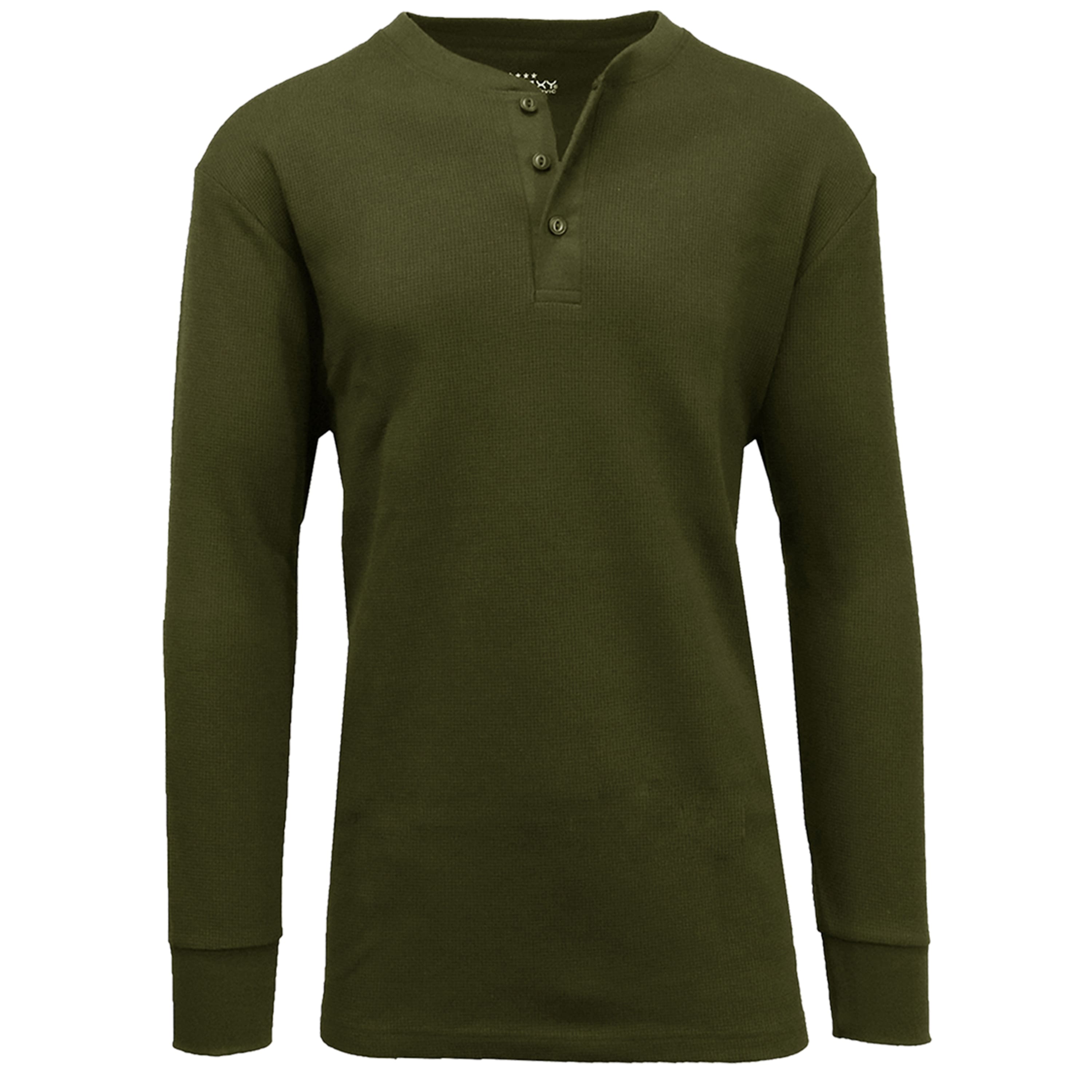 Men's Long Sleeve Waffle-Knit Thermal Henley Shirt