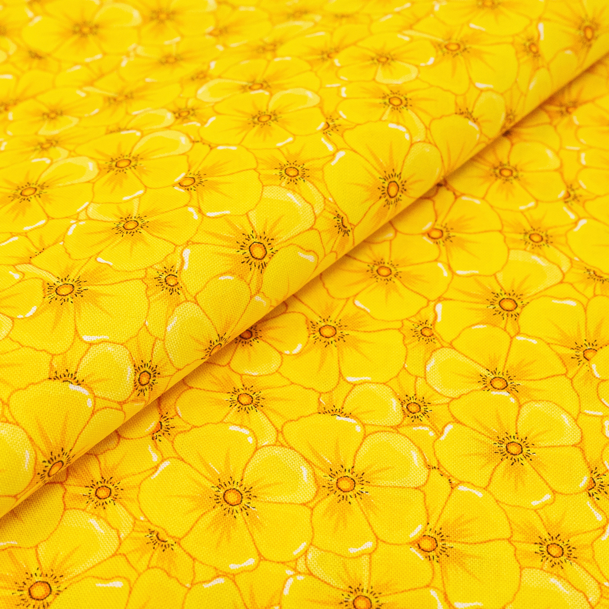 SINGER Packed Yellow Flowers Cotton Fabric