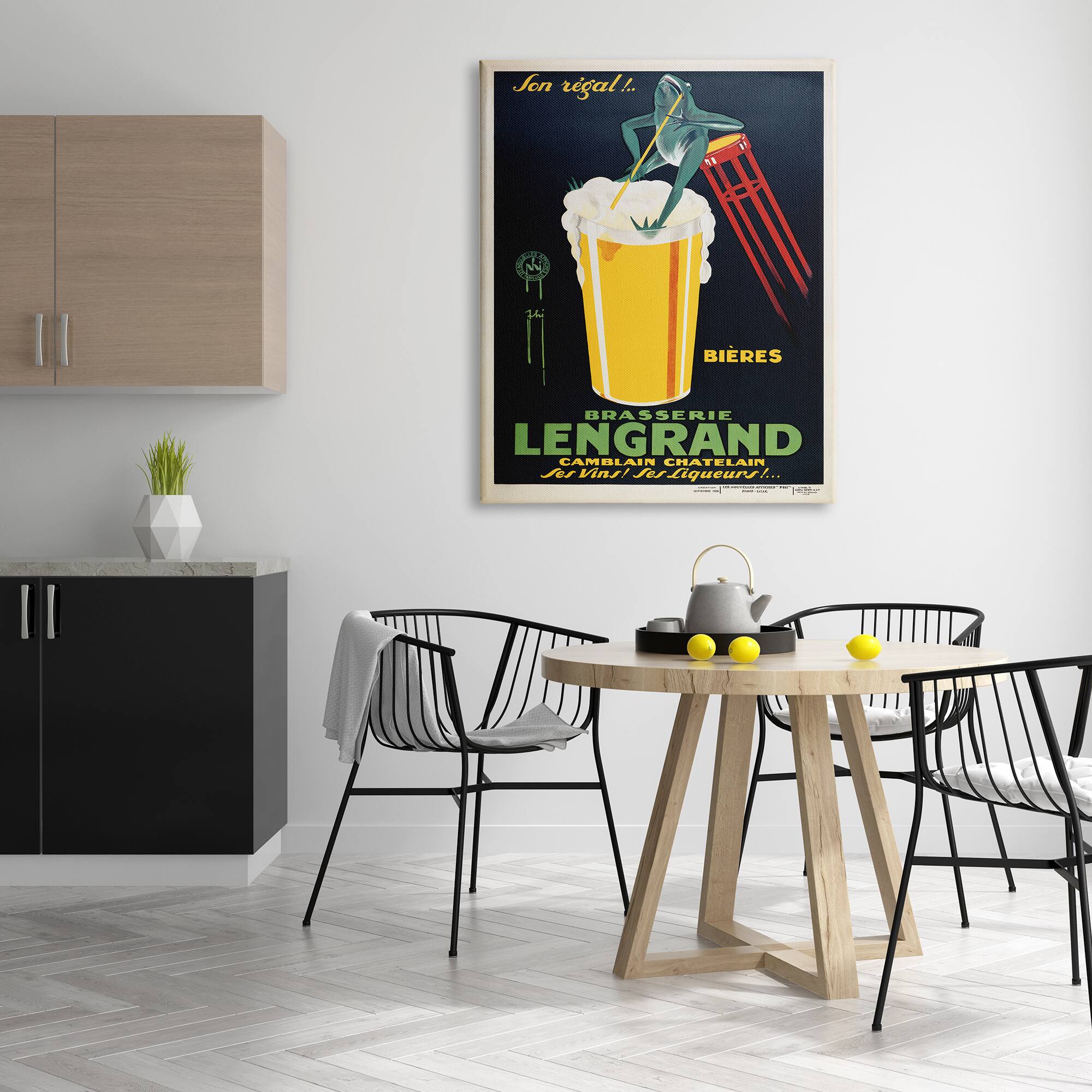 Stupell Industries Vintage Brasserie Lengrand European Advertisement Frog Beer Canvas Wall Art