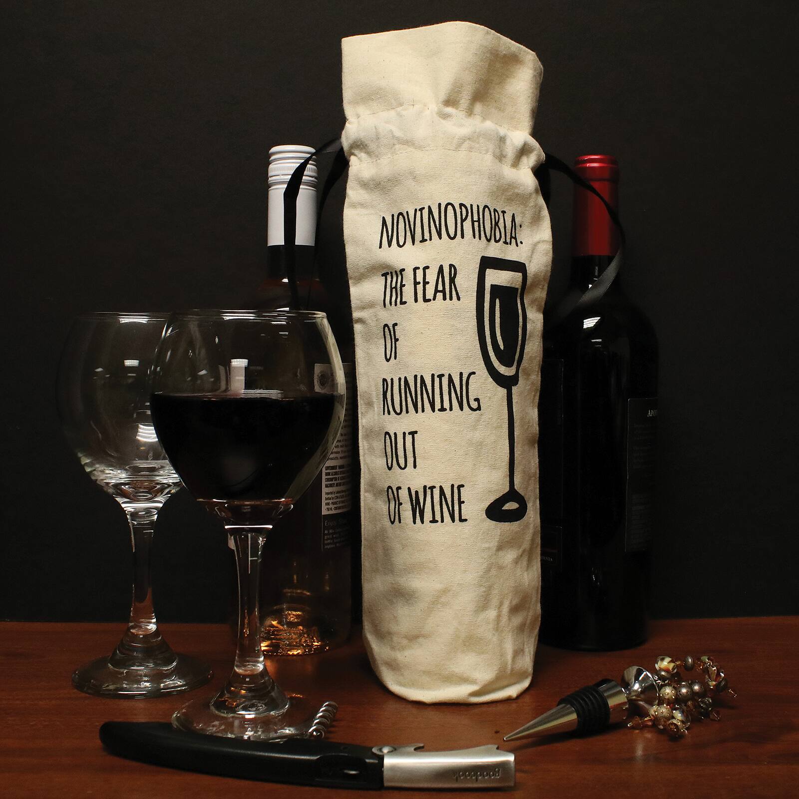 Personality Case&#x2122; Novinophobia Canvas Wine Bag