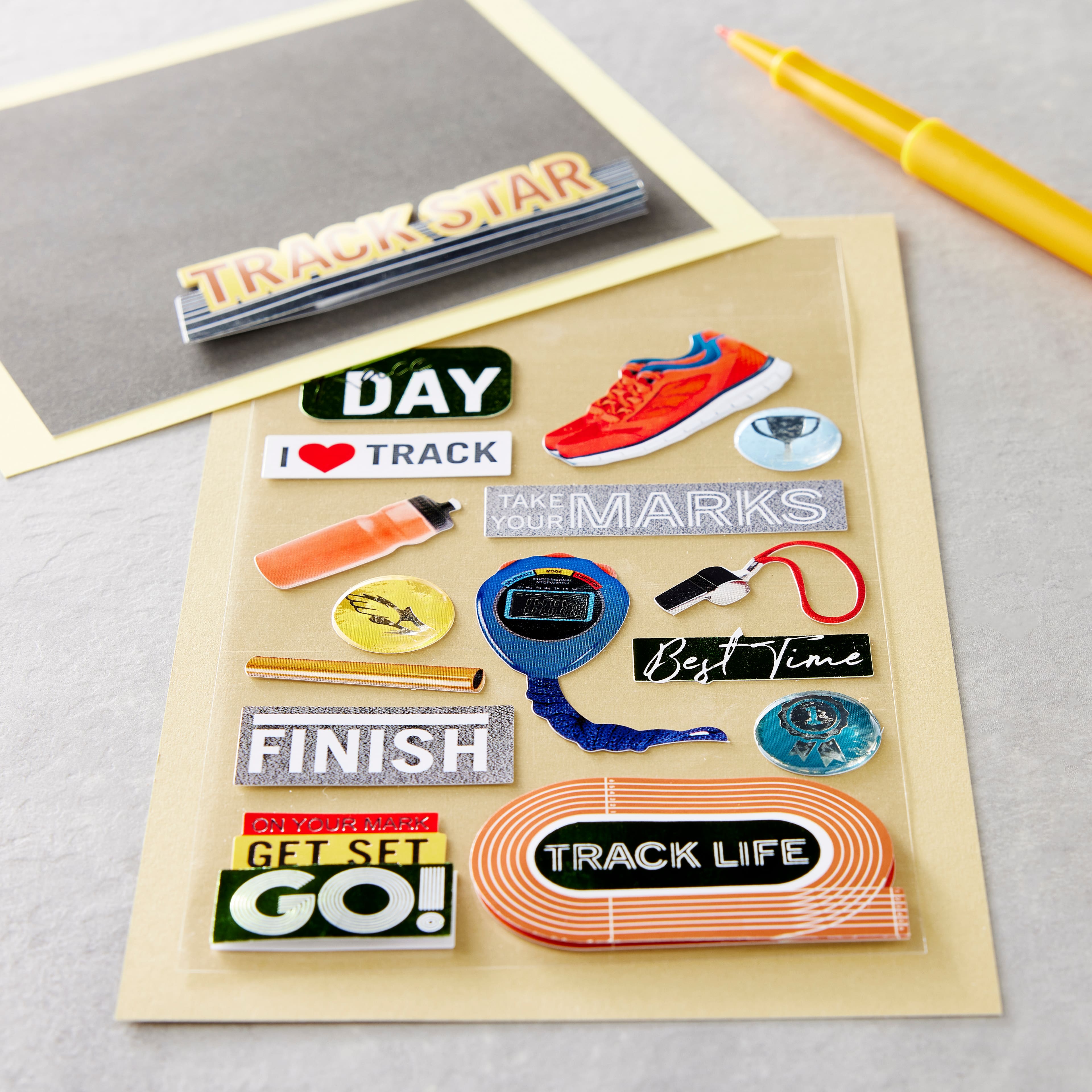 12 Pack: Track Star Dimensional Stickers by Recollections™