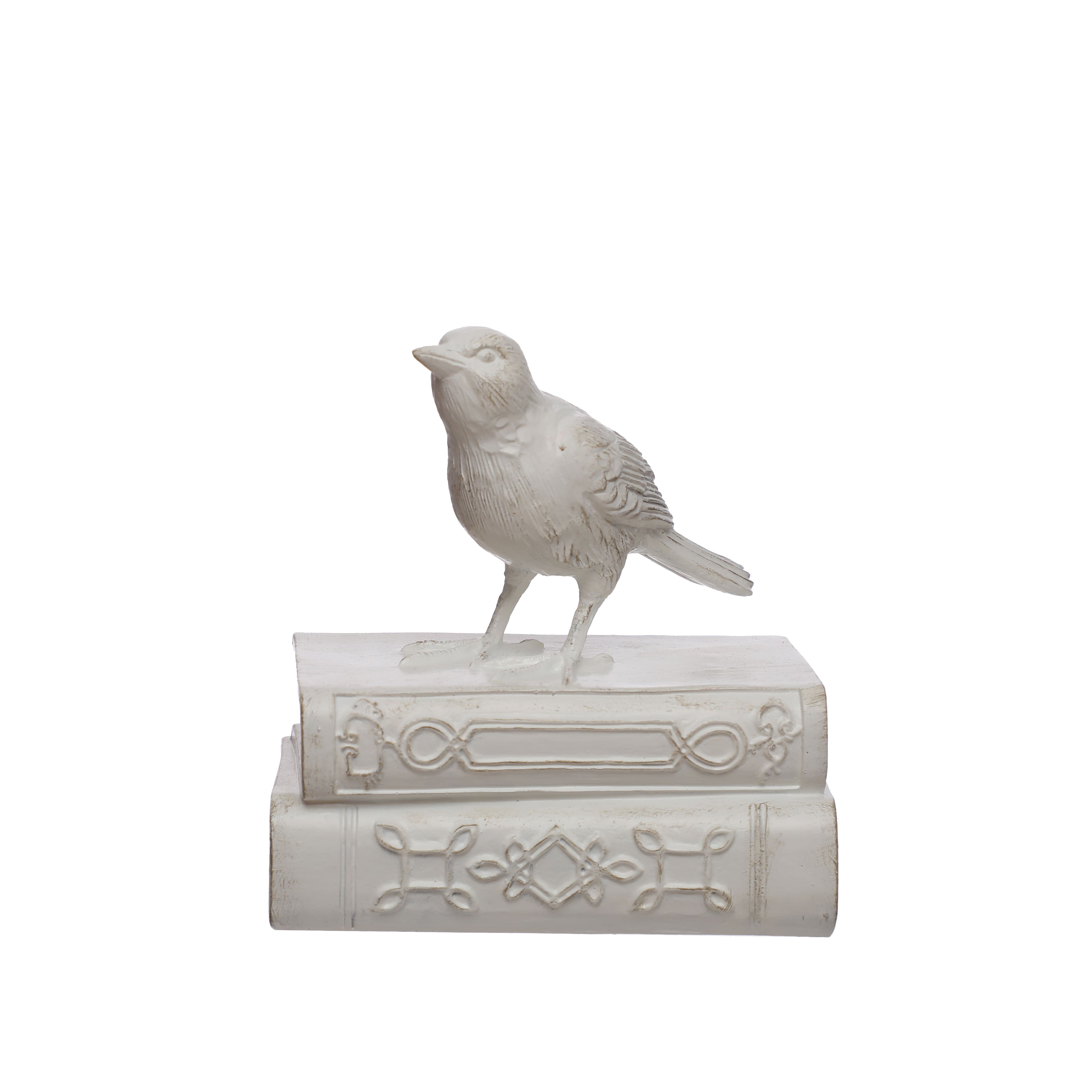 6&#x22; White Bird on Books Tabletop D&#xE9;cor by Ashland&#xAE;