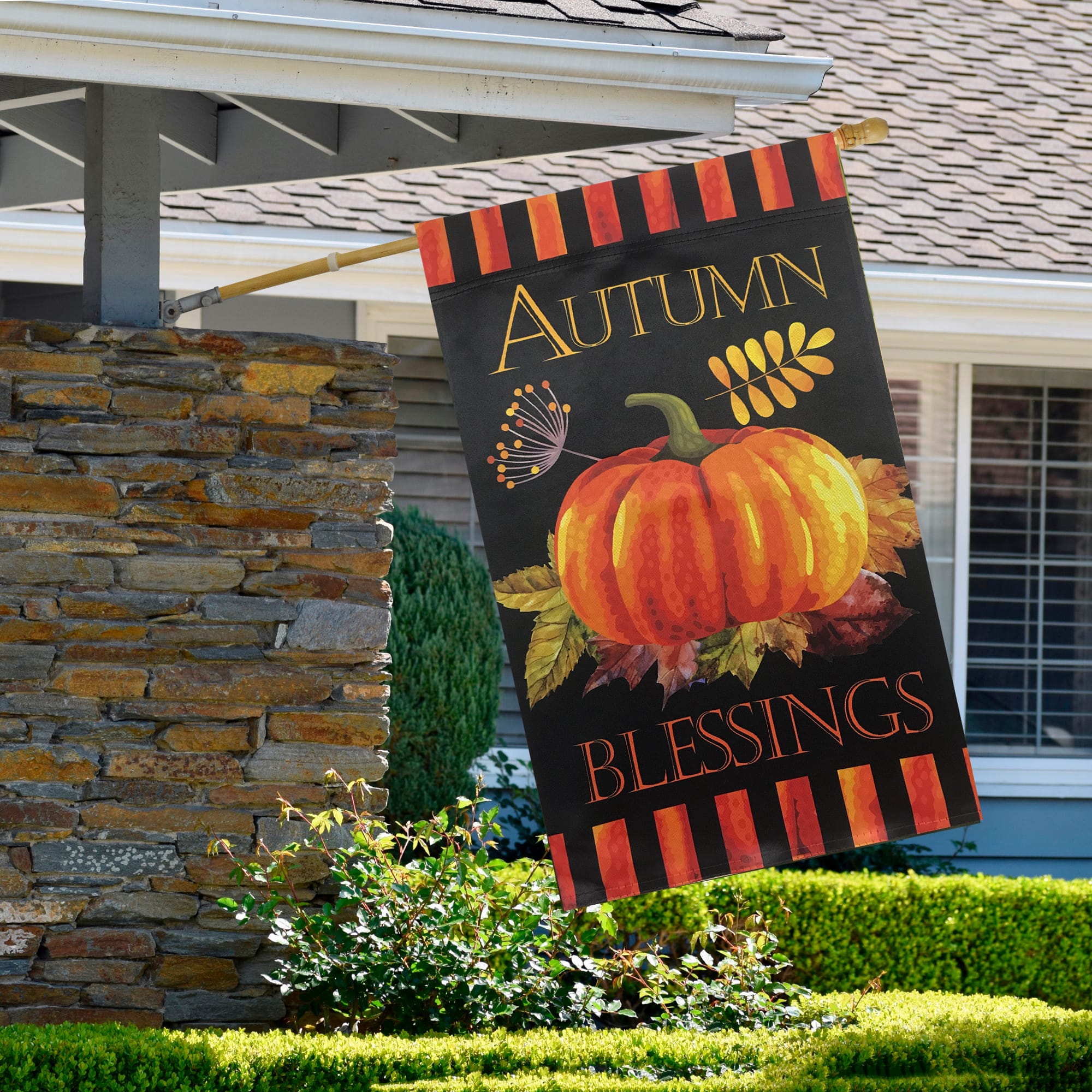 40" Autumn Blessings & Pumpkin Garden Flag
