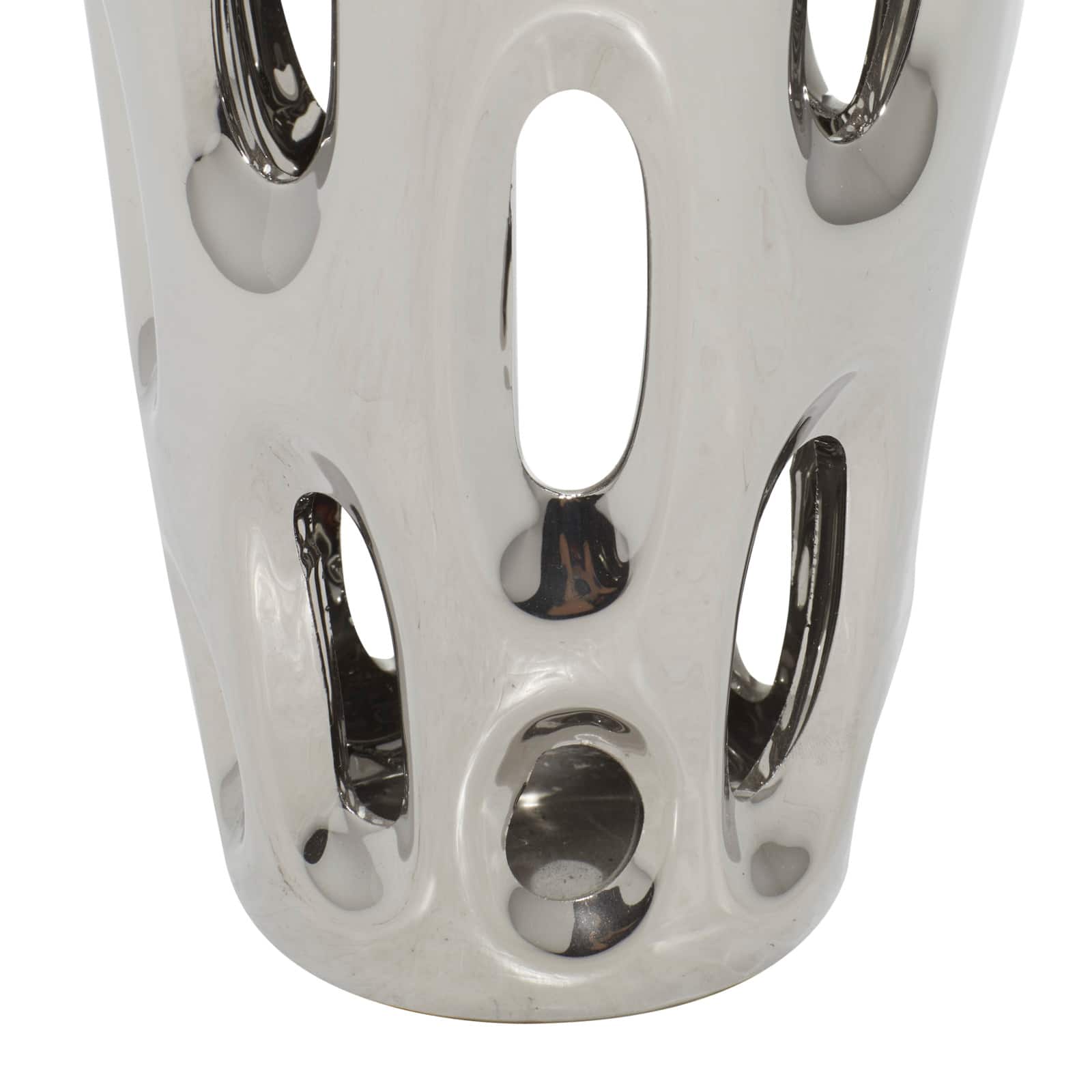 Silver Ceramic Contemporary Vase, 16" x 6" x 6"