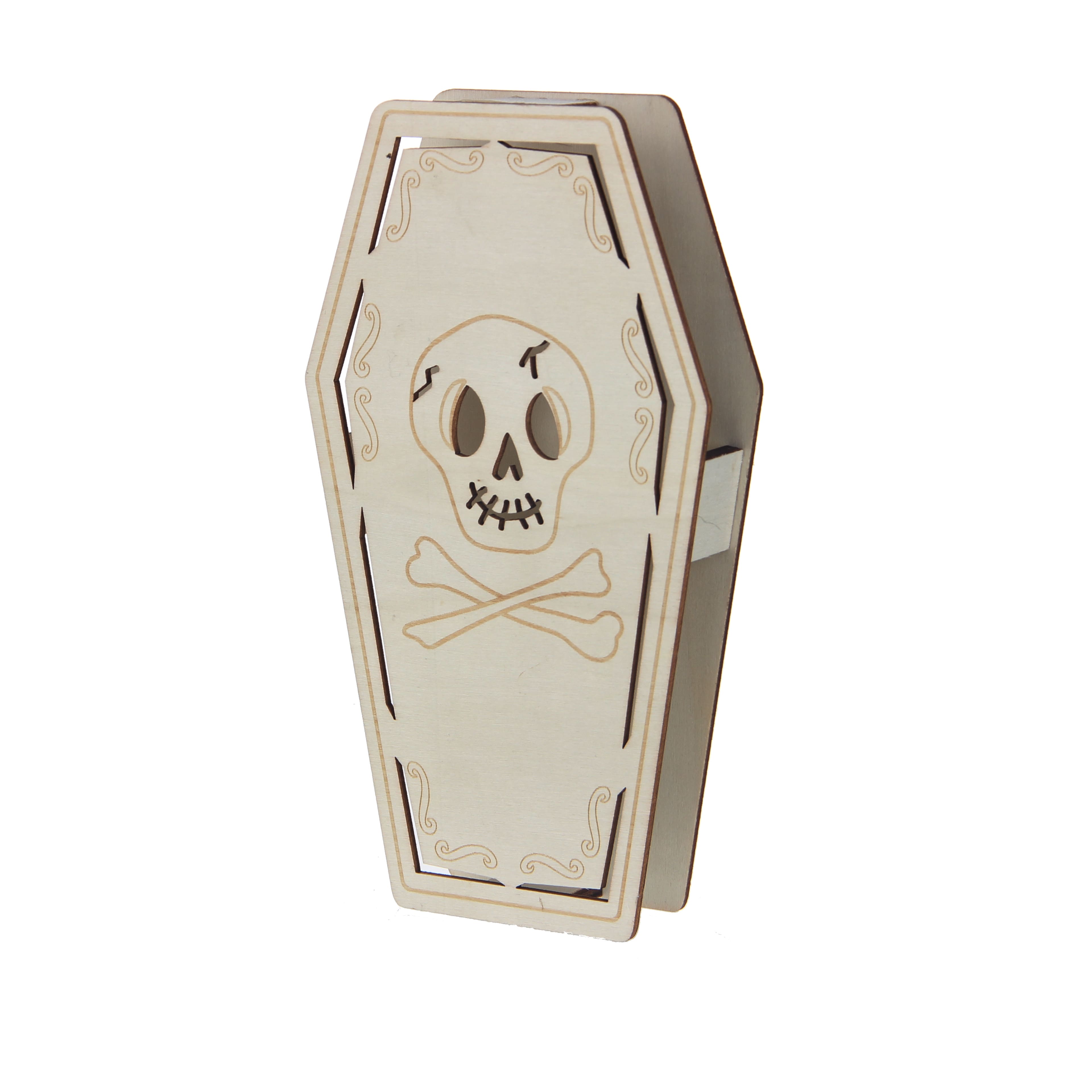 7.75&#x22; DIY Coffin LED Wood D&#xE9;cor by Make Market&#xAE;