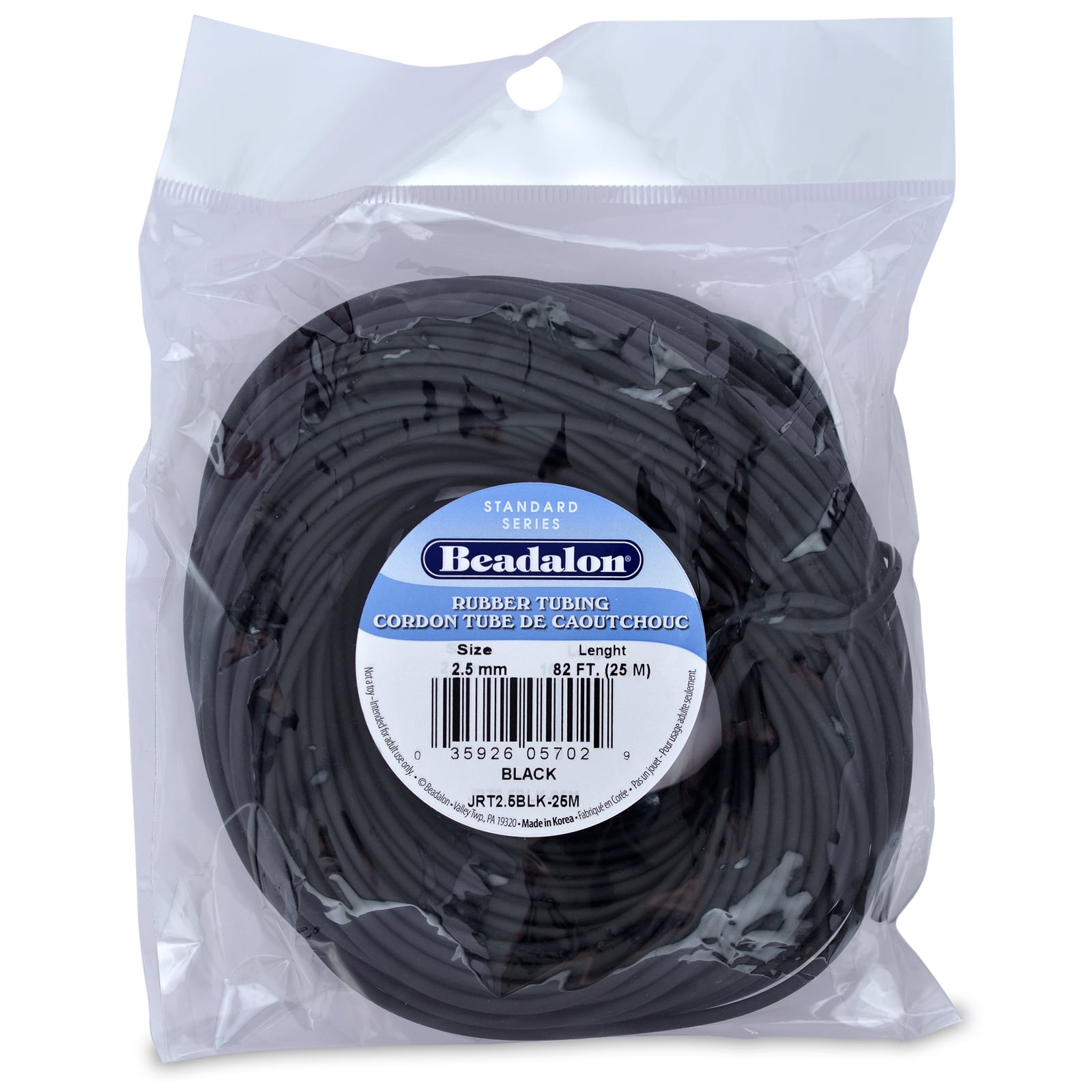 Beadalon® 2.5mm Black Rubber Tubing, 25m