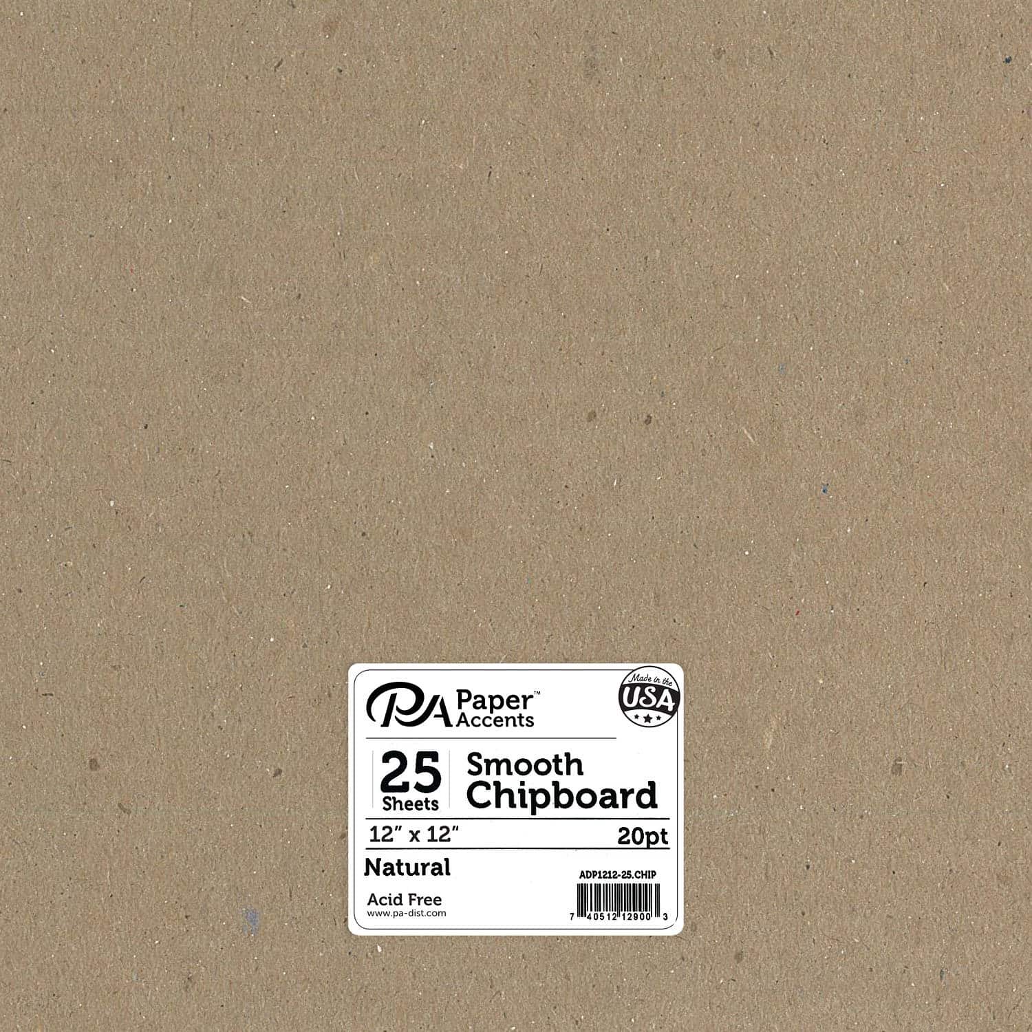 PA Paper&#x2122; Accents Natural 12&#x22; x 12&#x22; 20pt. Smooth Chipboard, 25 Pieces