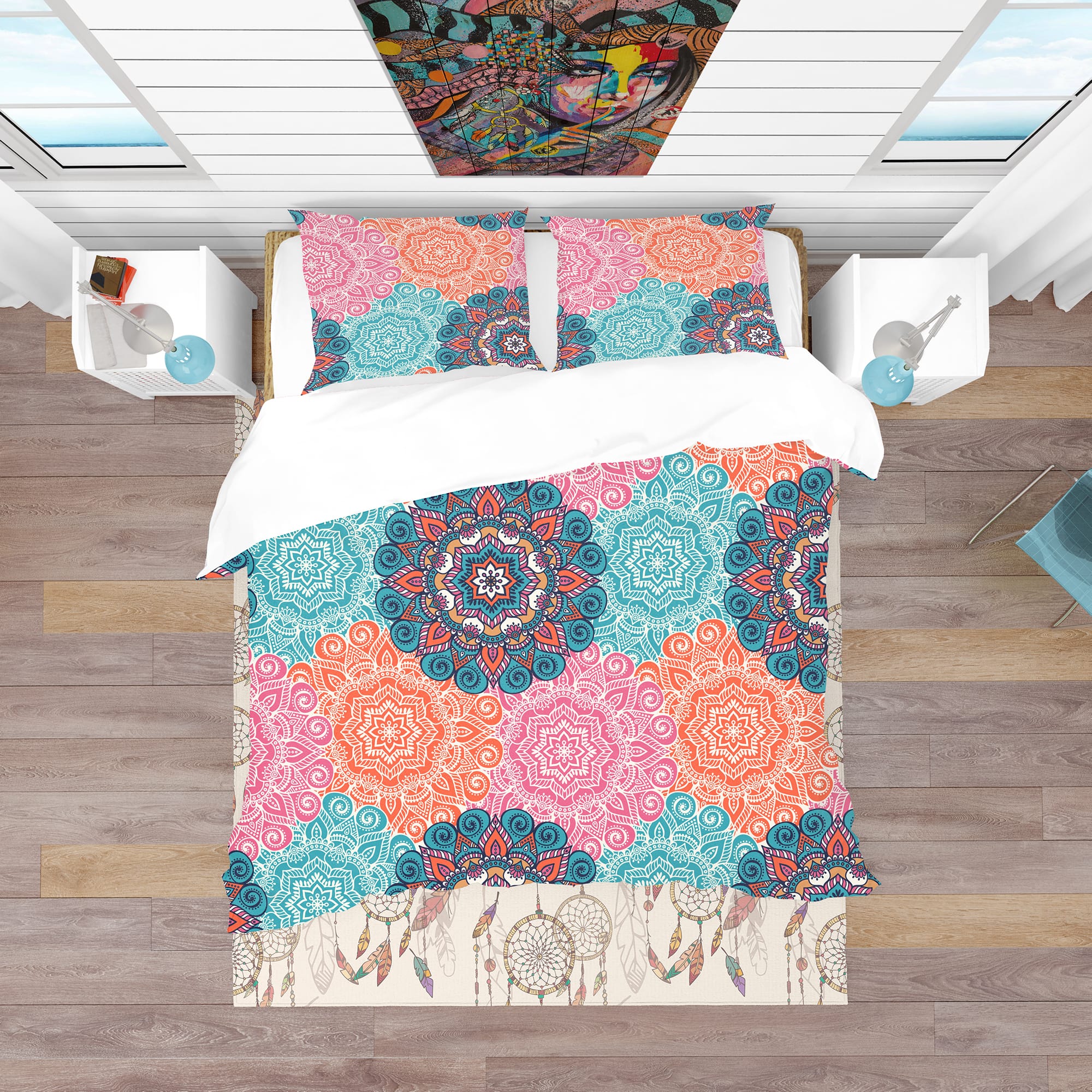 Designart 'Vintage Arabic Decorative Elements' Bohemian & Eclectic Bedding Set - Duvet Cover & Shams