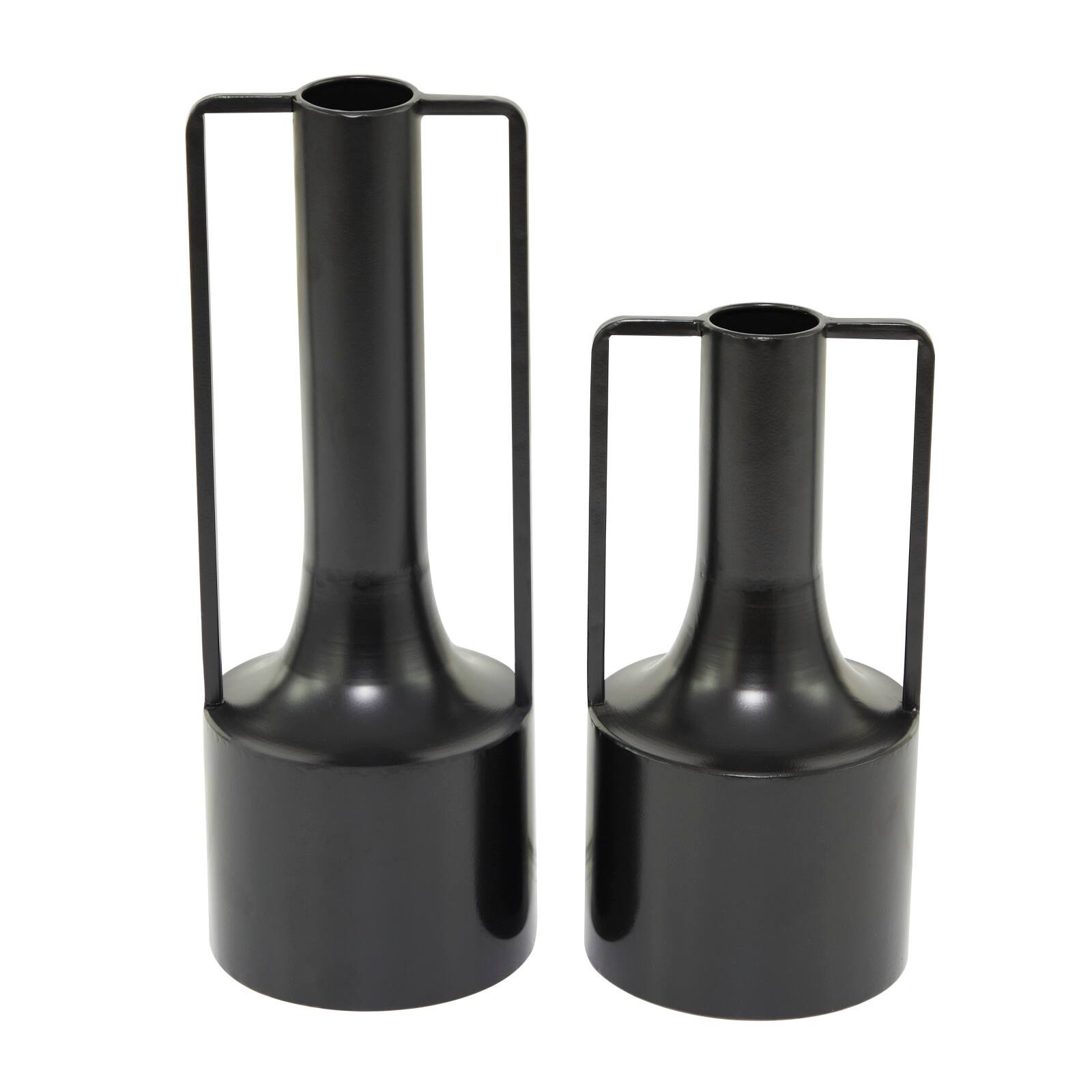 The Novogratz Black Metal Vase with Handles Set of 2 16", 12"