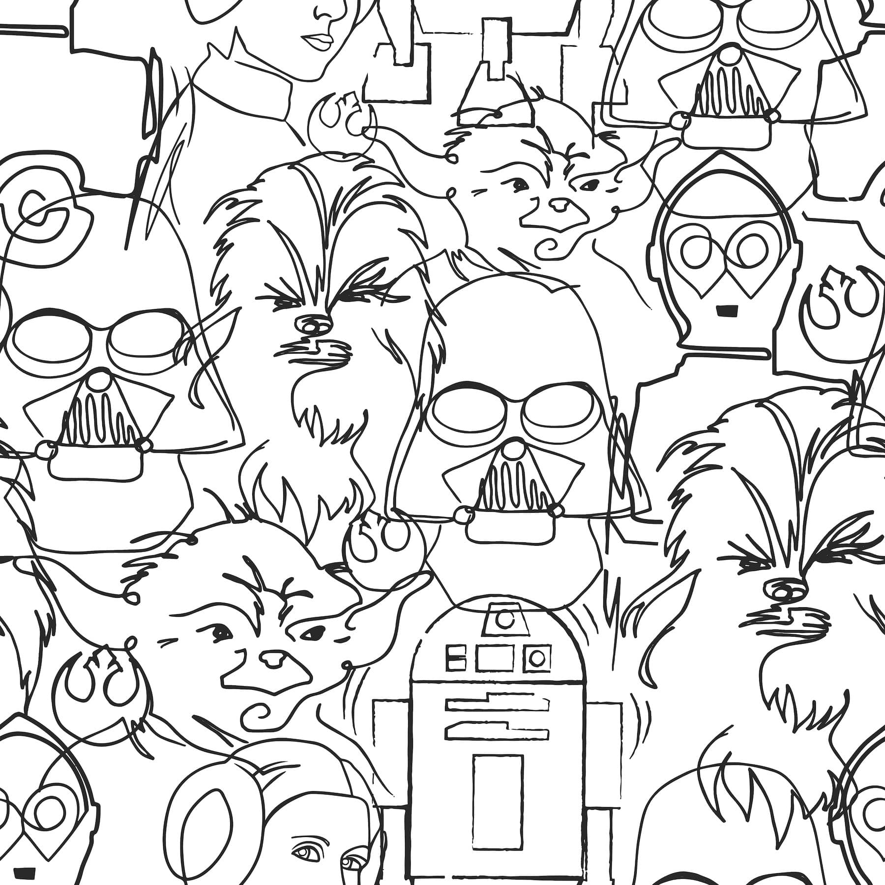 RoomMates Black Star Wars Saga Line Sketches Peel and Stick Wallpaper