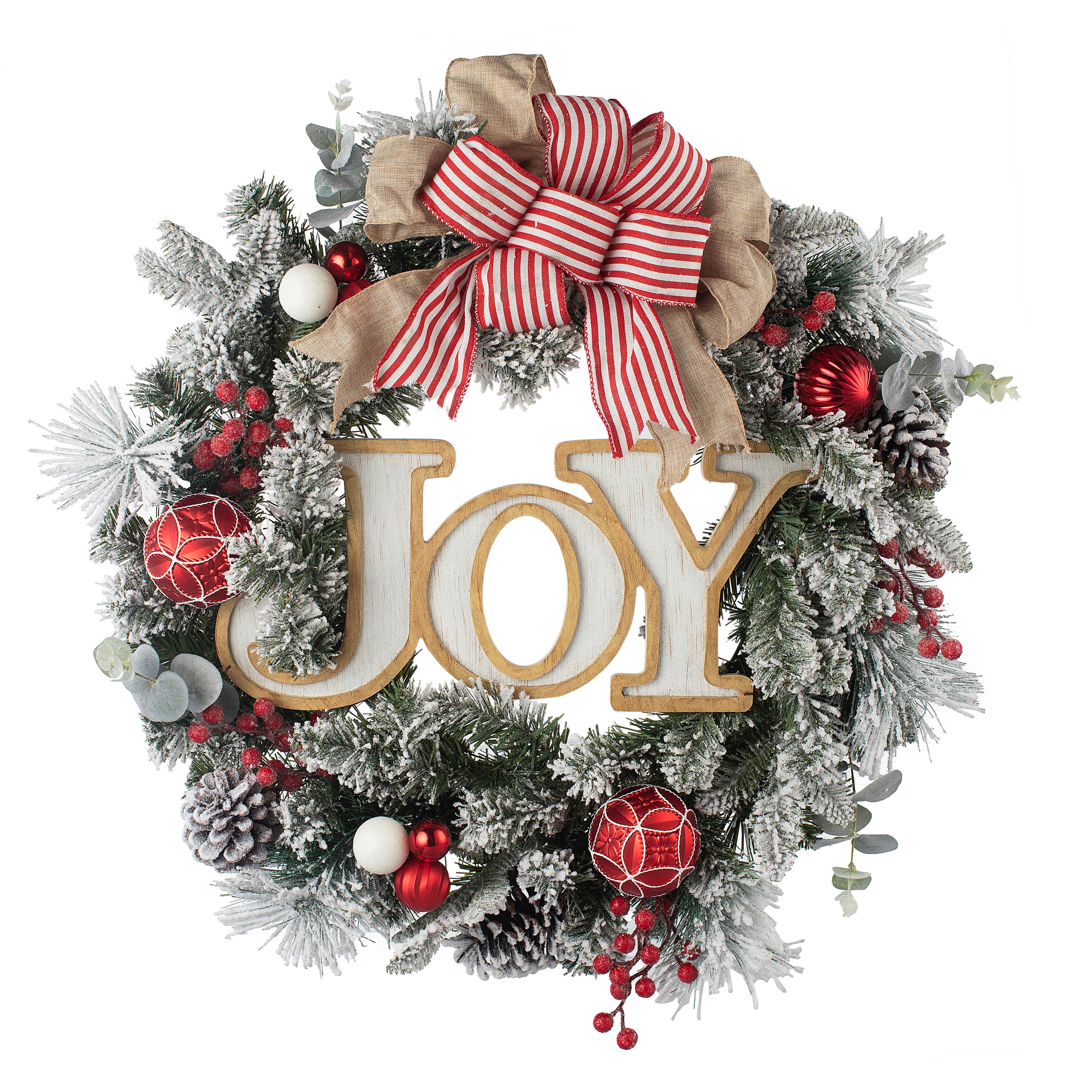 24&#x22; Snowy Pine Joy Wreath by Ashland&#xAE;