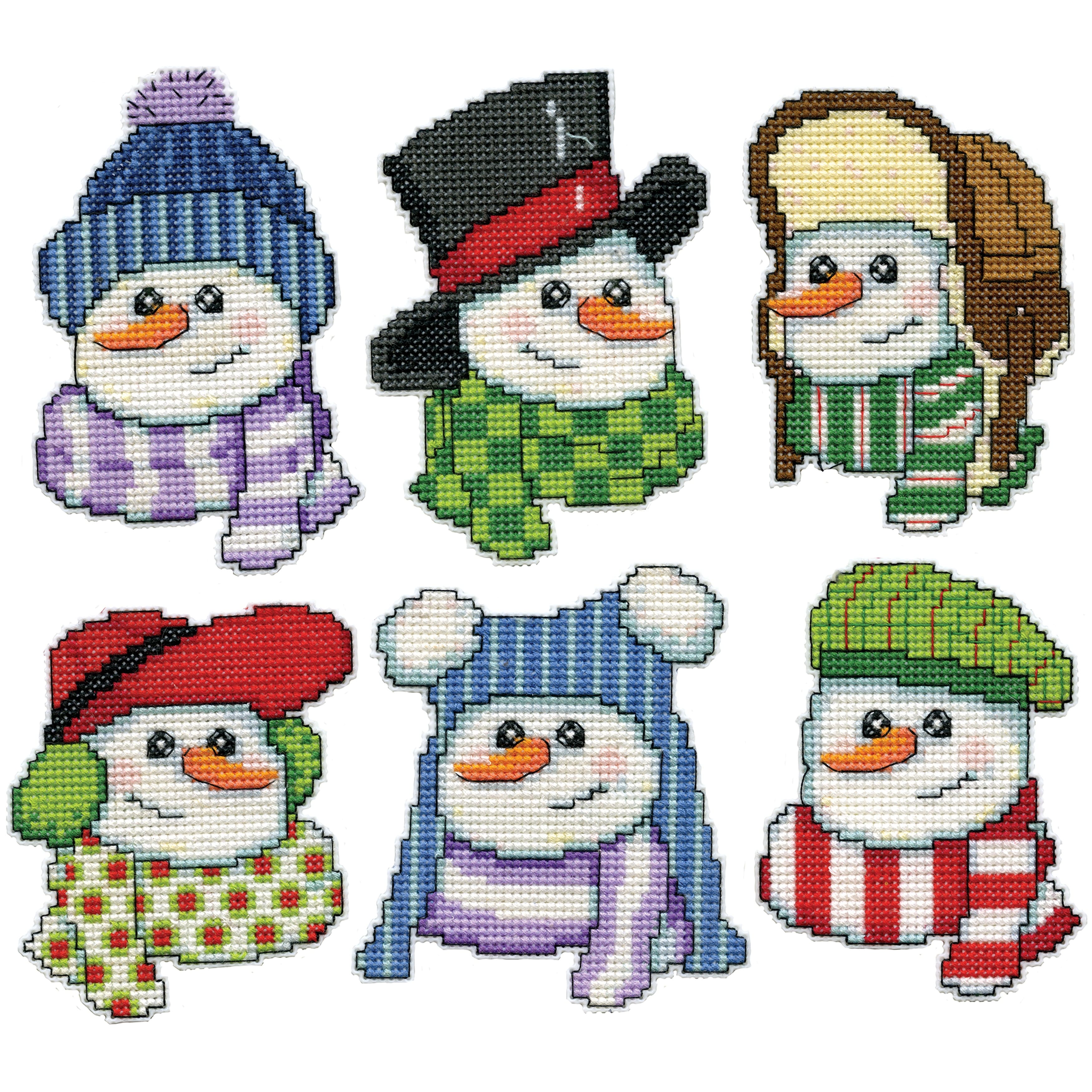 Design Works&#x2122; Snowmen in Hats Cross Stitch Ornament Kit