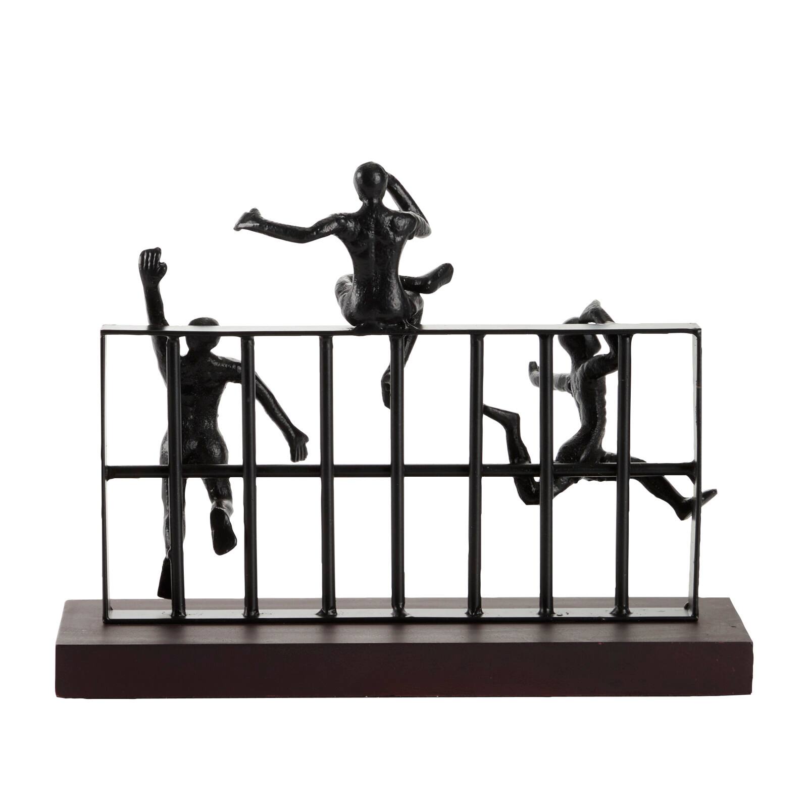 Black Metal Contemporary Sculpture, Climbing 10" x 14" x 9"