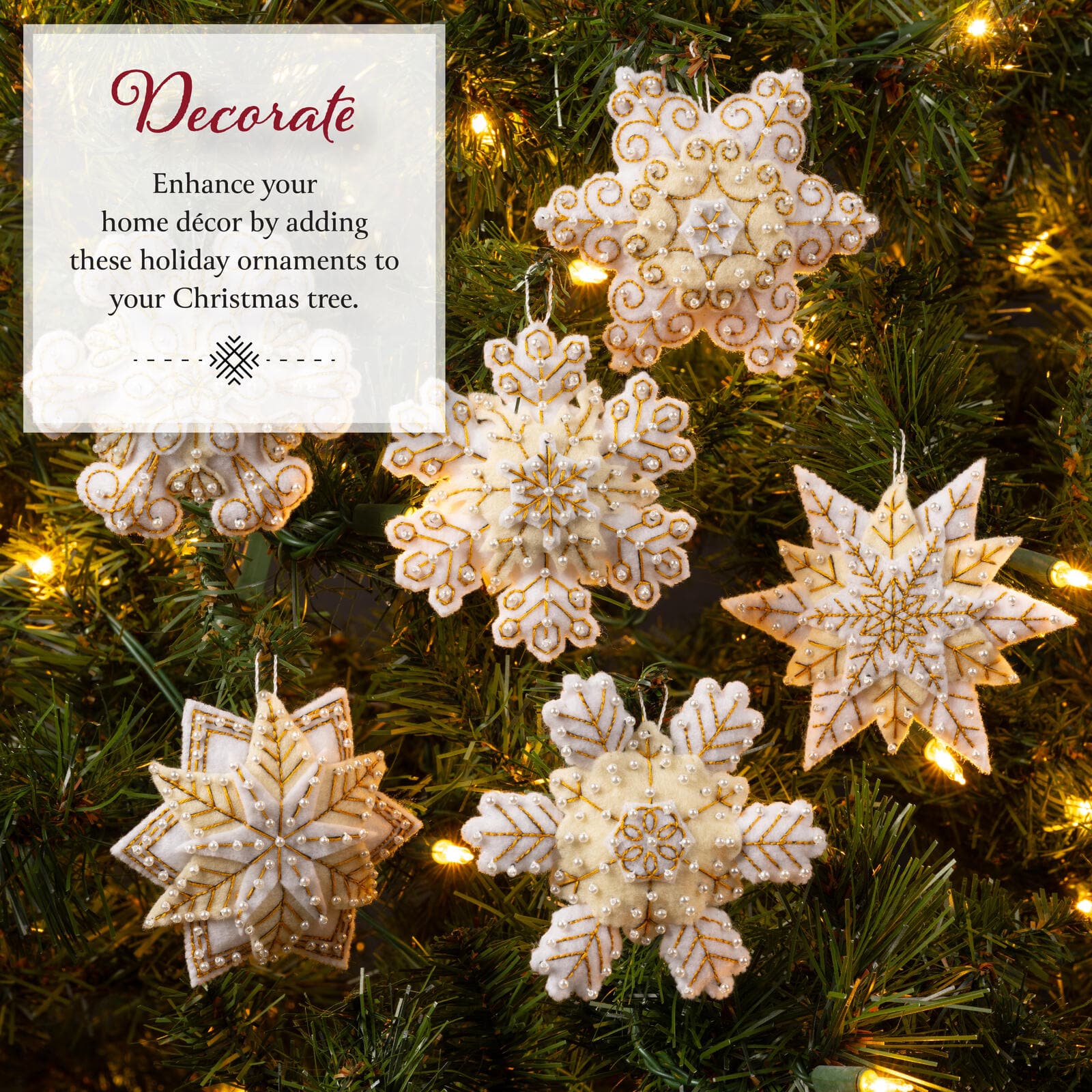 Bucilla&#xAE; Pearl Snowflakes Felt Ornament Kit