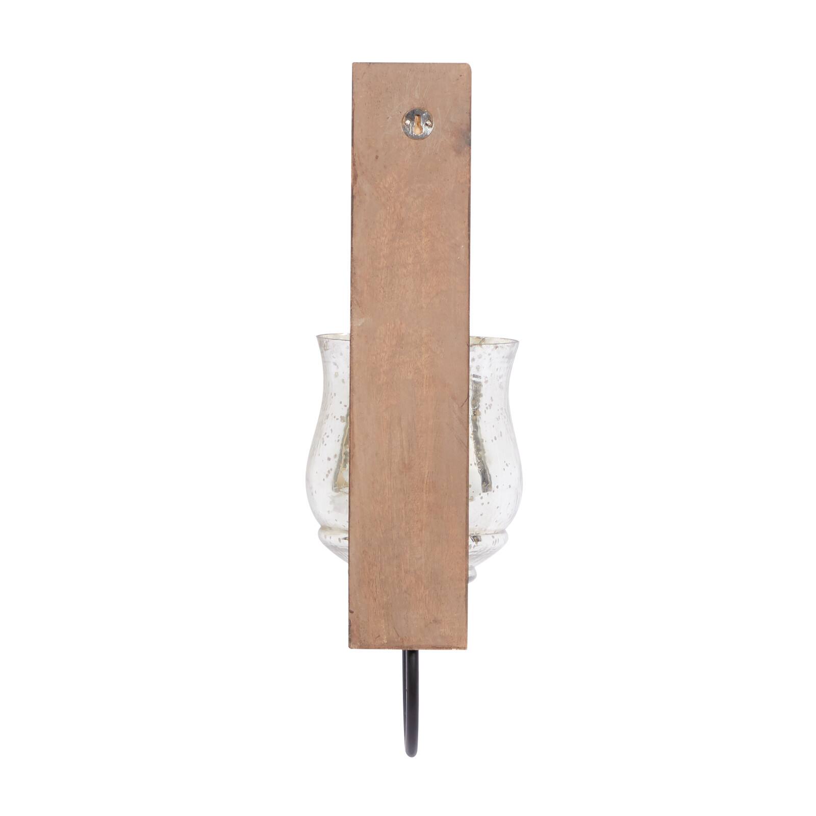 Brown Mango Wood Traditional Candle Wall Sconce, 21" x 9" x 4"