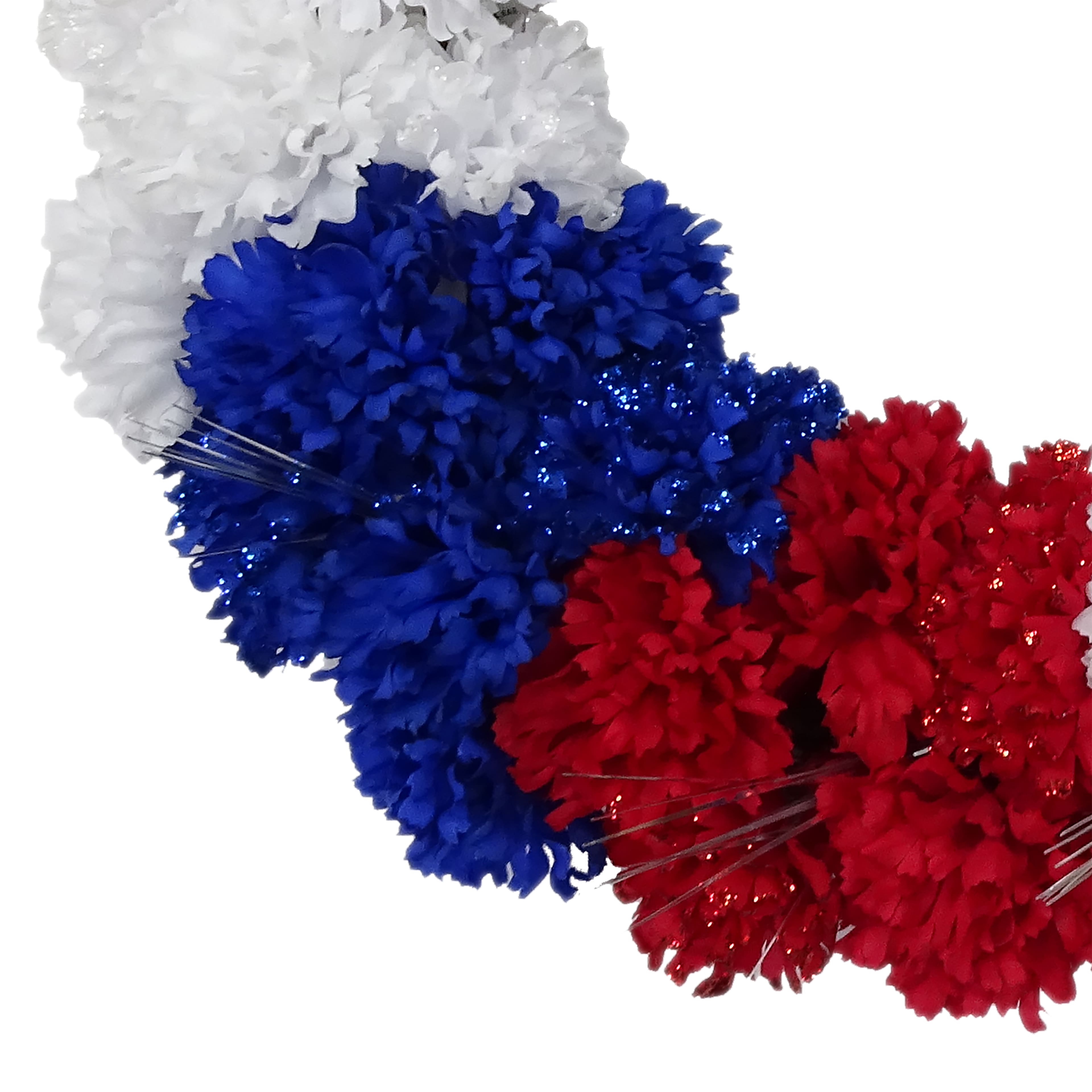 20&#x22; Glittery Red, White &#x26; Blue Carnation Wreath by Celebrate It&#x2122;