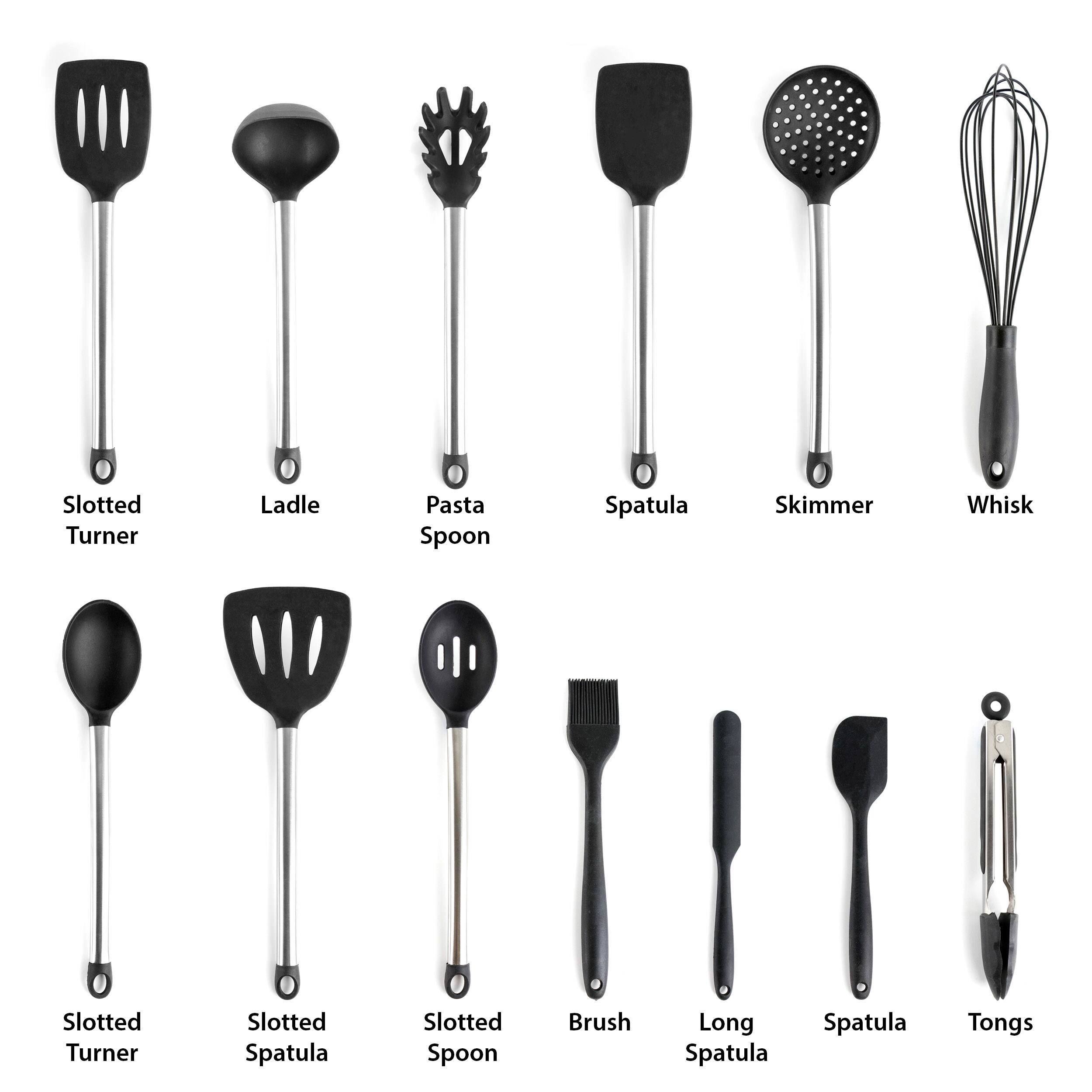 MegaChef Gray Silicone & Stainless Steel Cooking Utensils Set, 14ct.