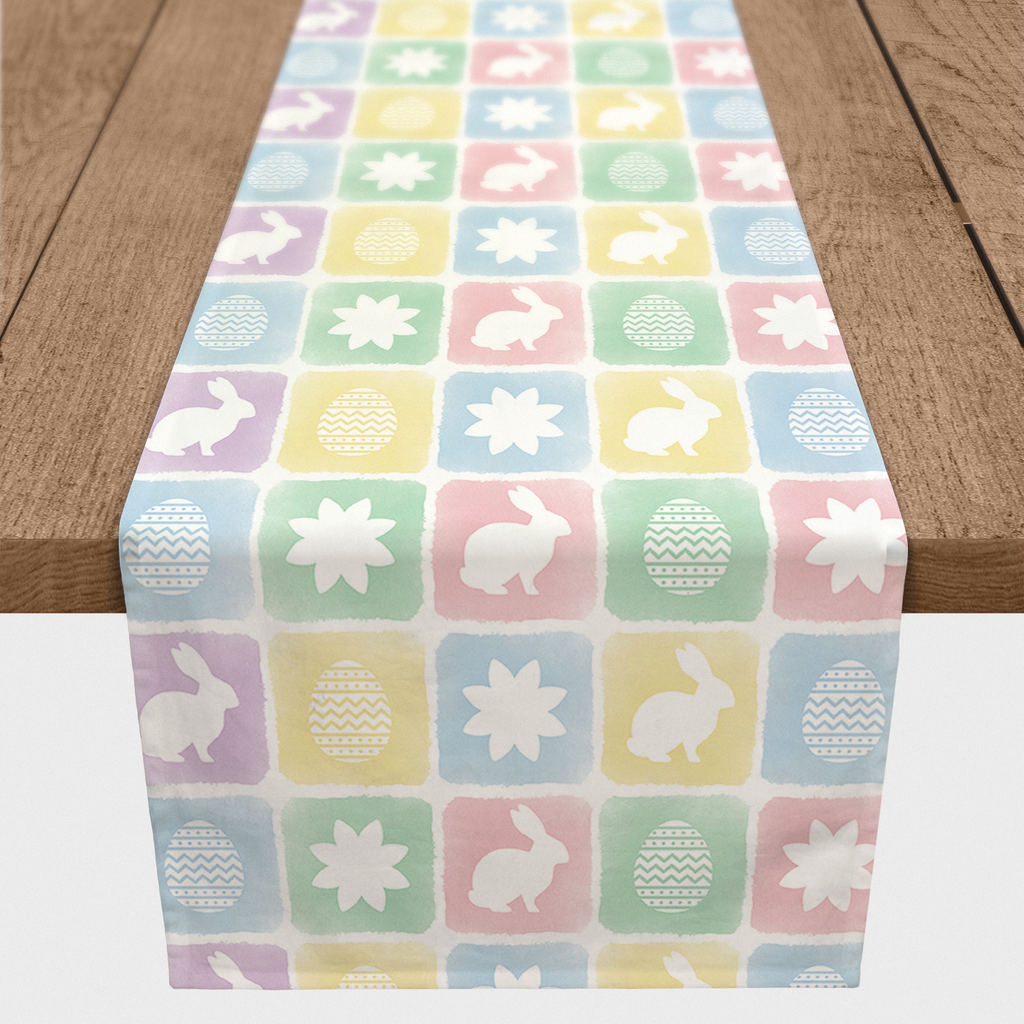Easter Block Pattern 16" x 72" Poly Twill Table Runner