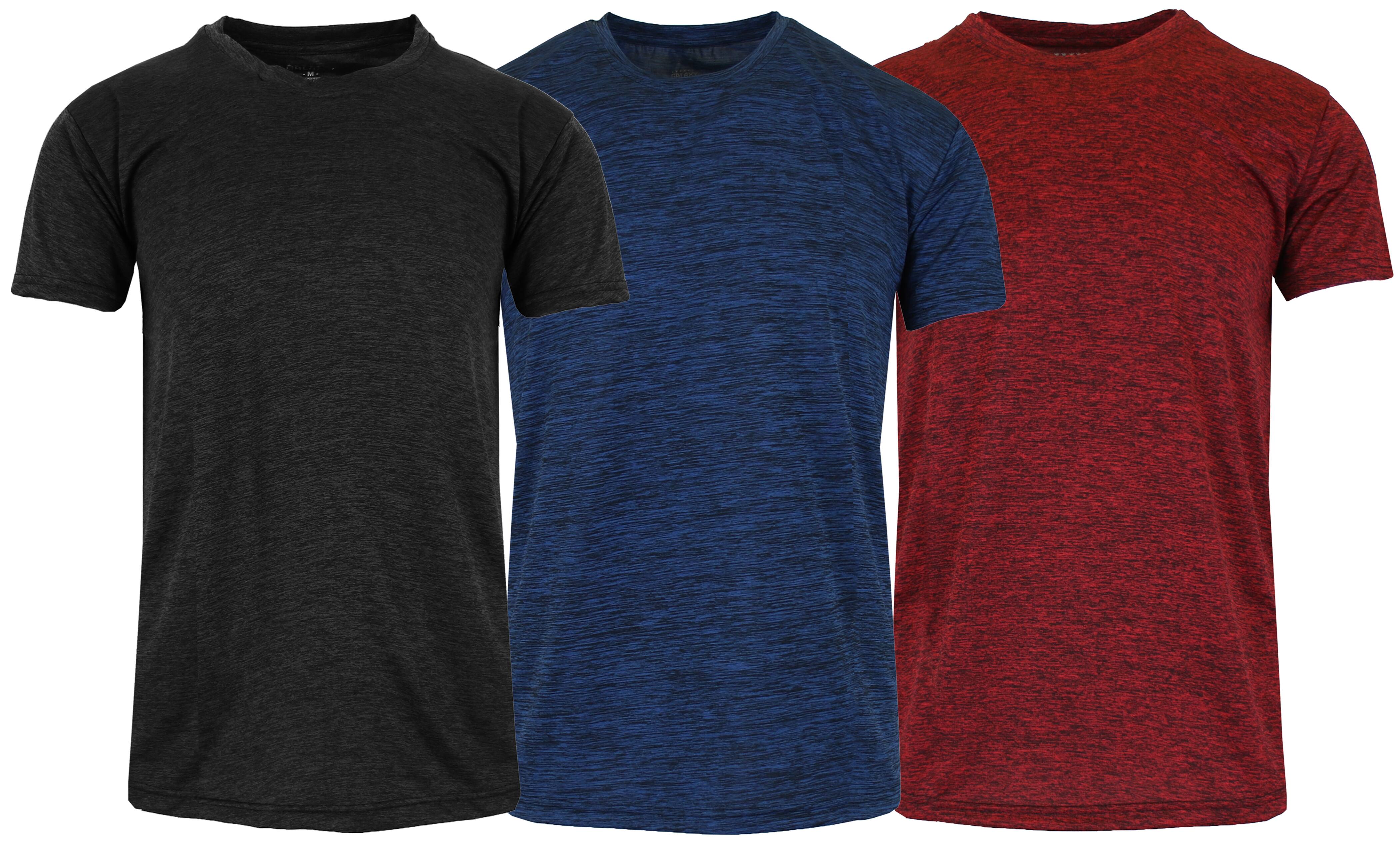 Galaxy By Harvic Men's Short Sleeve Moisture Wicking Wrinkle Free Performance Tee