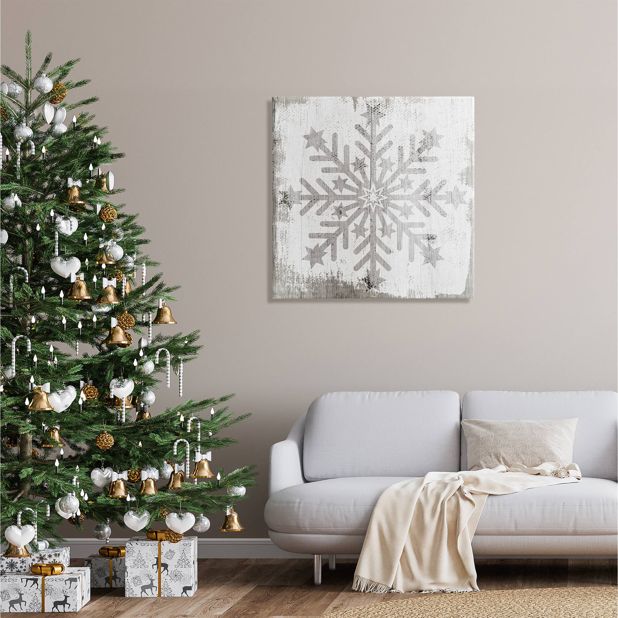 Stupell Industries Winter Snowflake Weathered Pattern Canvas Wall Art