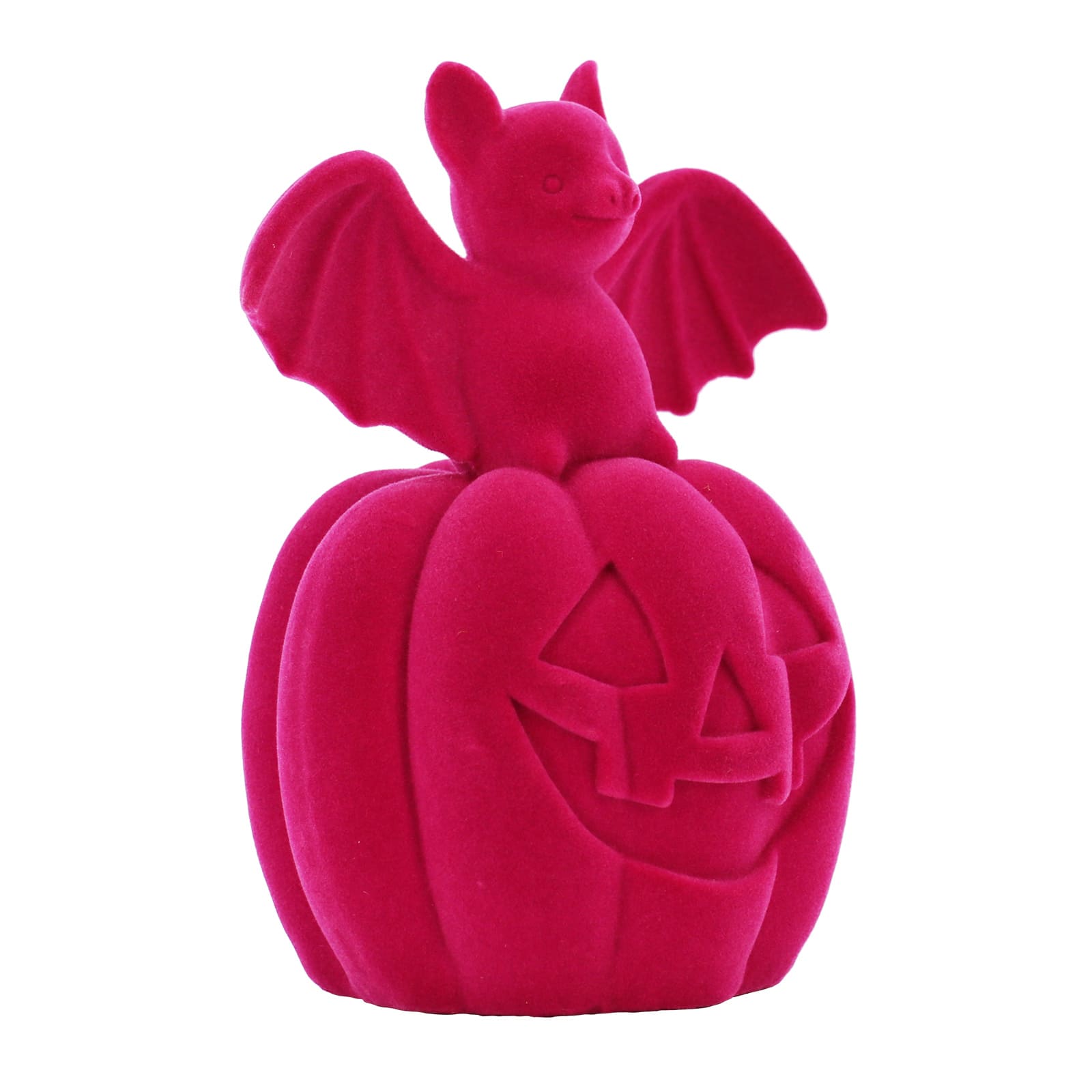 6.5&#x22; Flocked Bat on Jack-O&#x27;-Lantern Tabletop Accent by Ashland&#xAE;