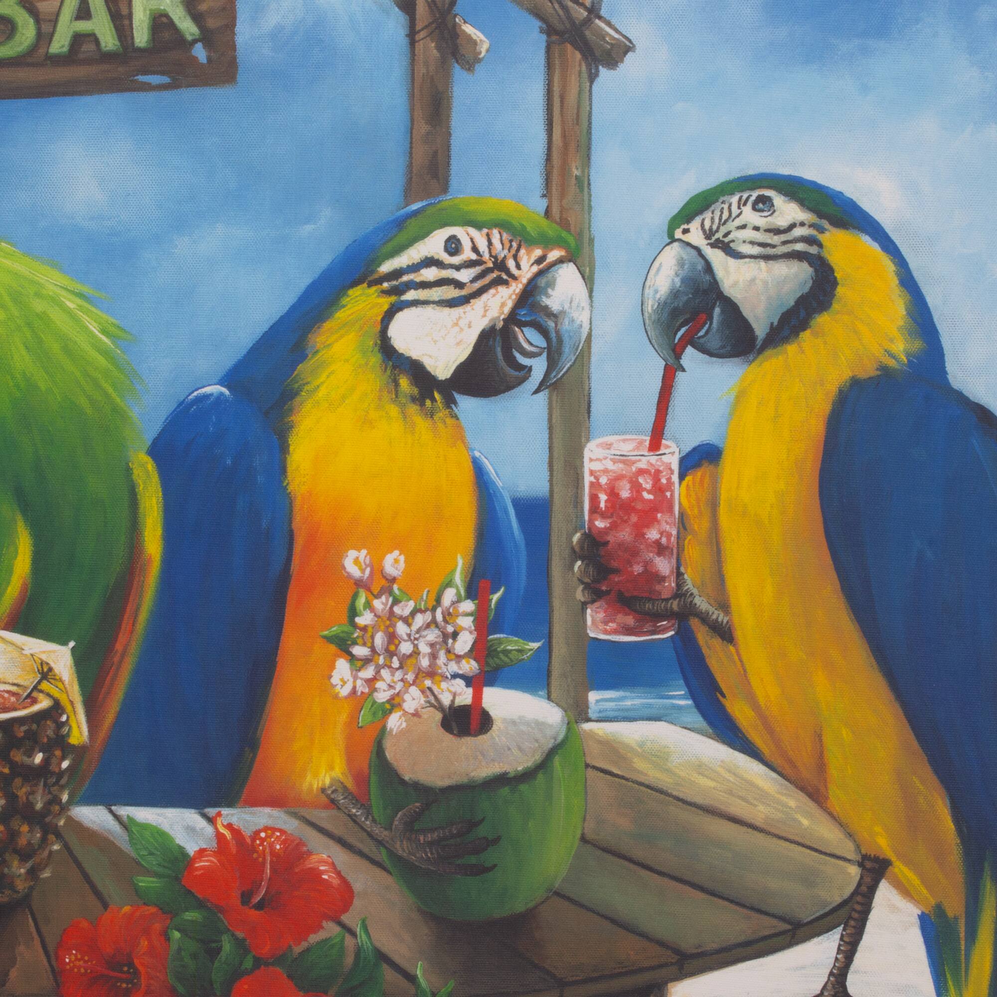 Tiki Birds Outdoor Canvas Art Print - 35&#x22;x35&#x22;