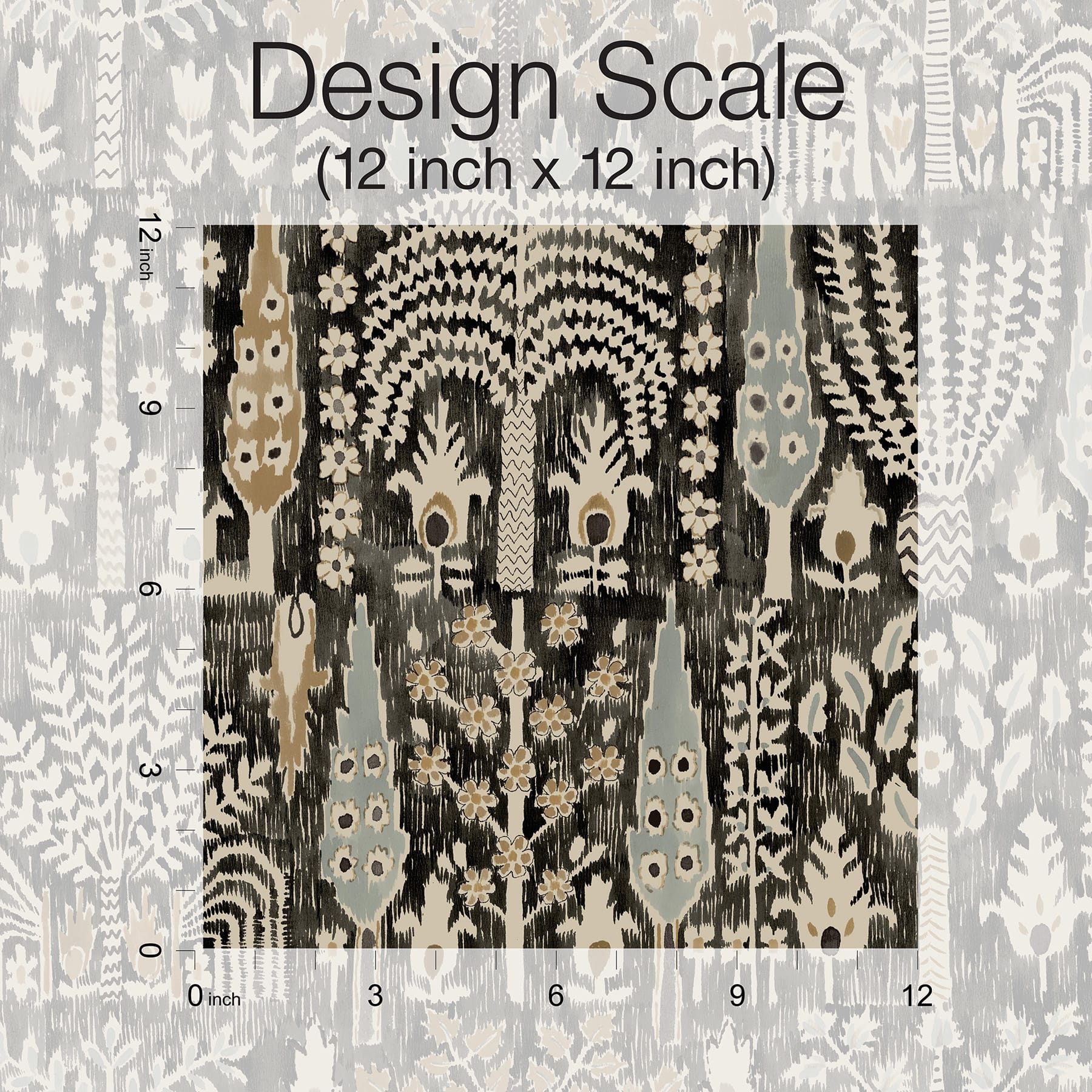RoomMates Black Persian Ikat Peel &#x26; Stick Wallpaper