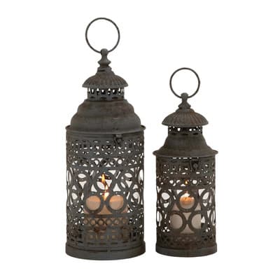 Black Metal Rustic Lantern Set | Michaels