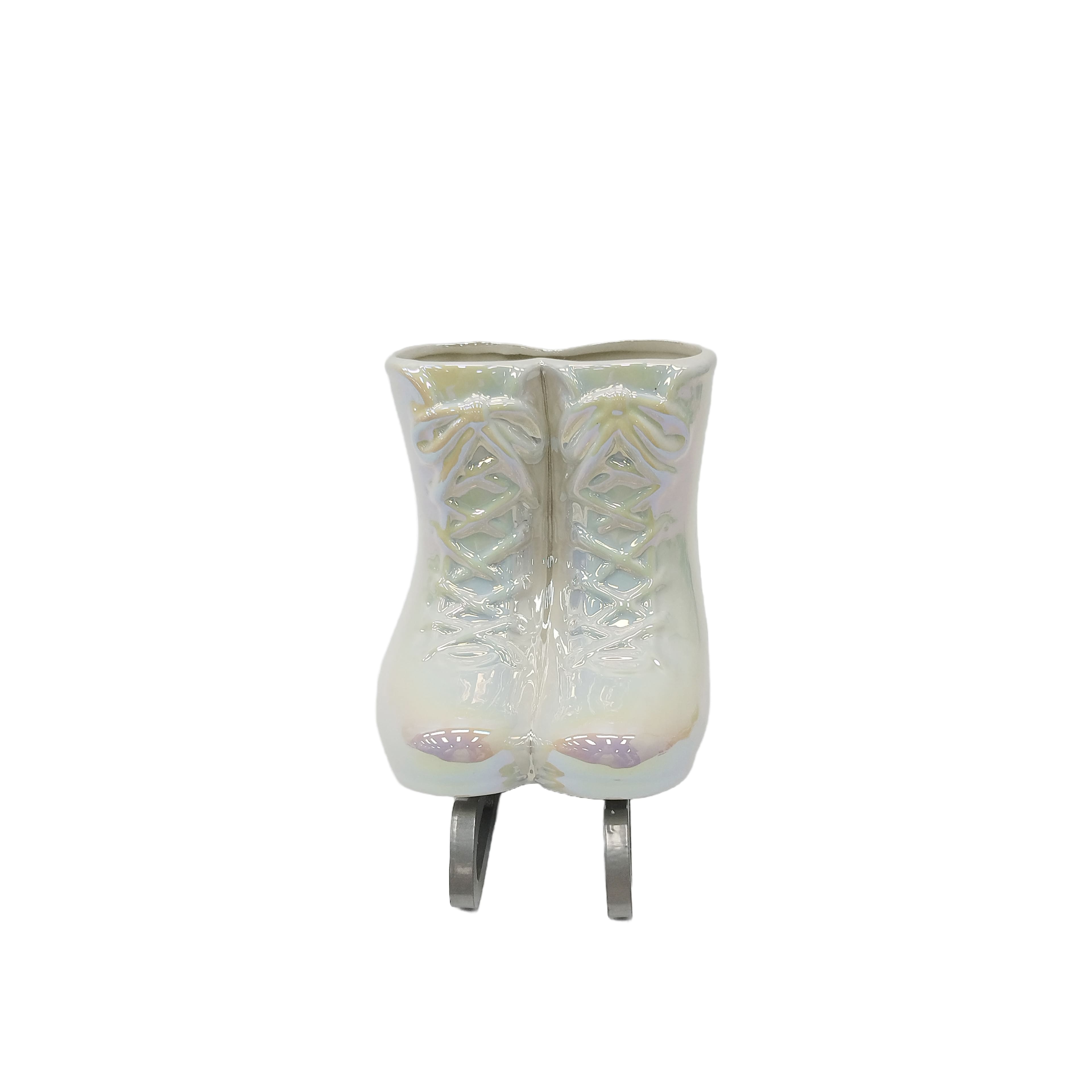 8&#x22; Iridescent White Ice Skates Ceramic Tabletop D&#xE9;cor by Ashland&#xAE;