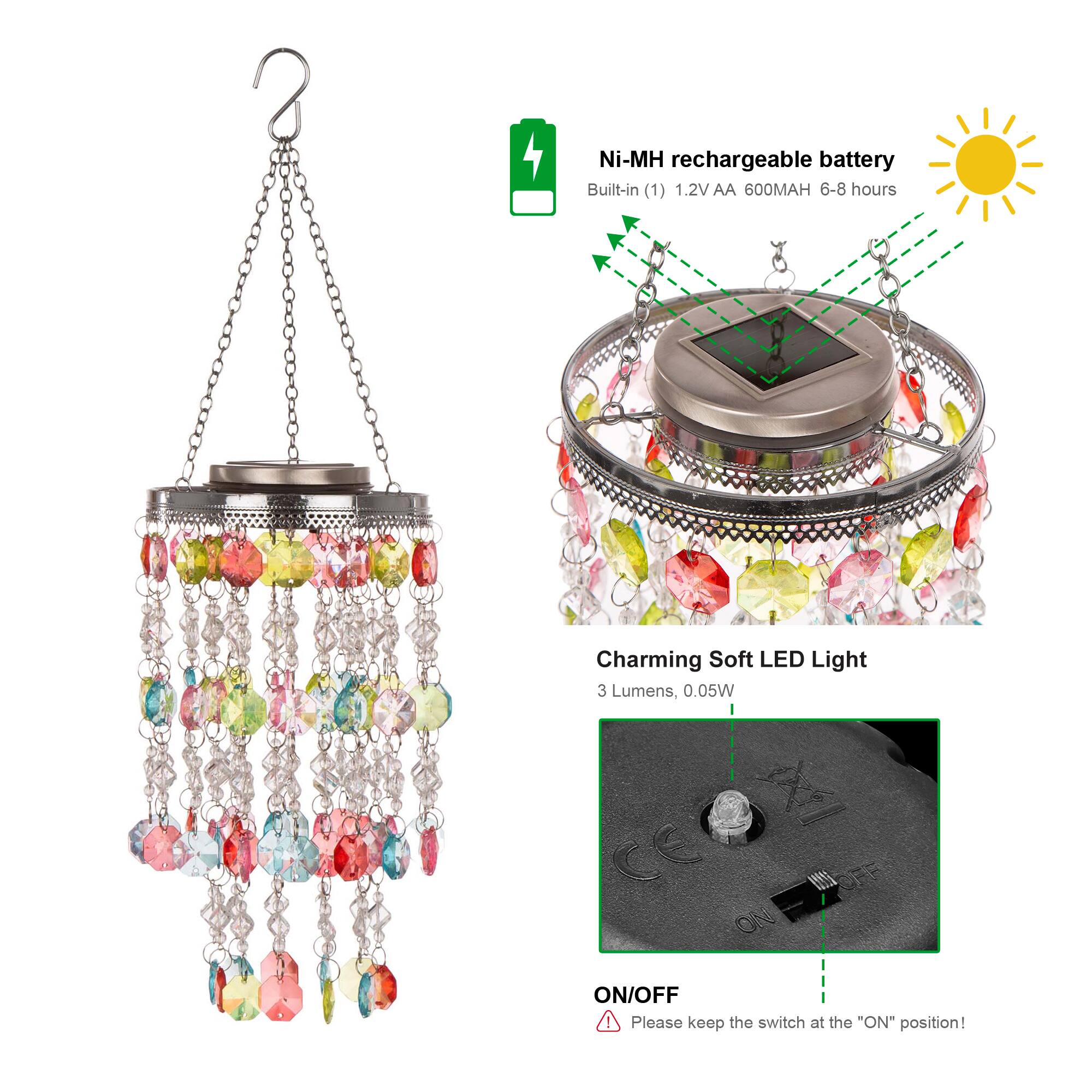Glitzhome&#xAE; 18.75&#x22; Solar Lit Beaded Wind Chimes, 2ct.