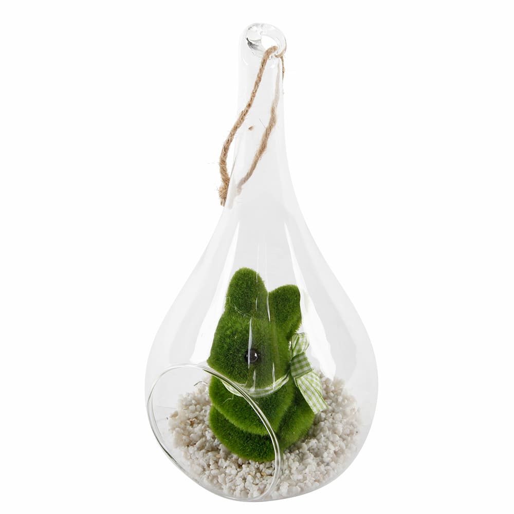 Flora Bunda® 12" Easter Bunny Glass Teardrop Terrarium
