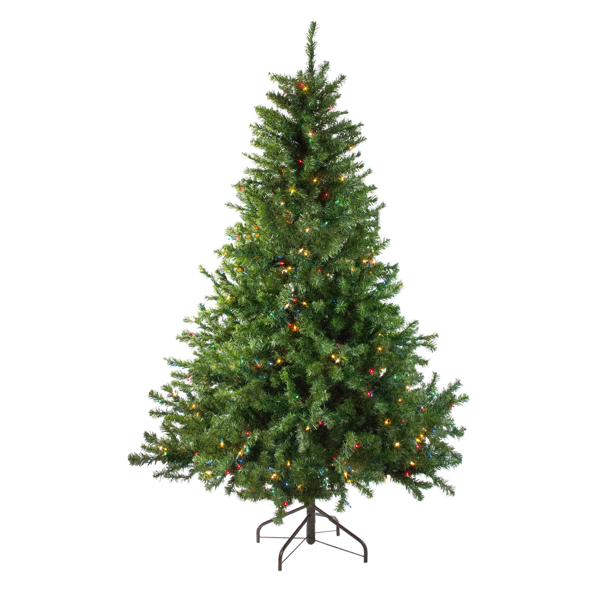 6ft. Pre-Lit Canadian Pine Medium Artificial Christmas Tree, Multicolor Lights