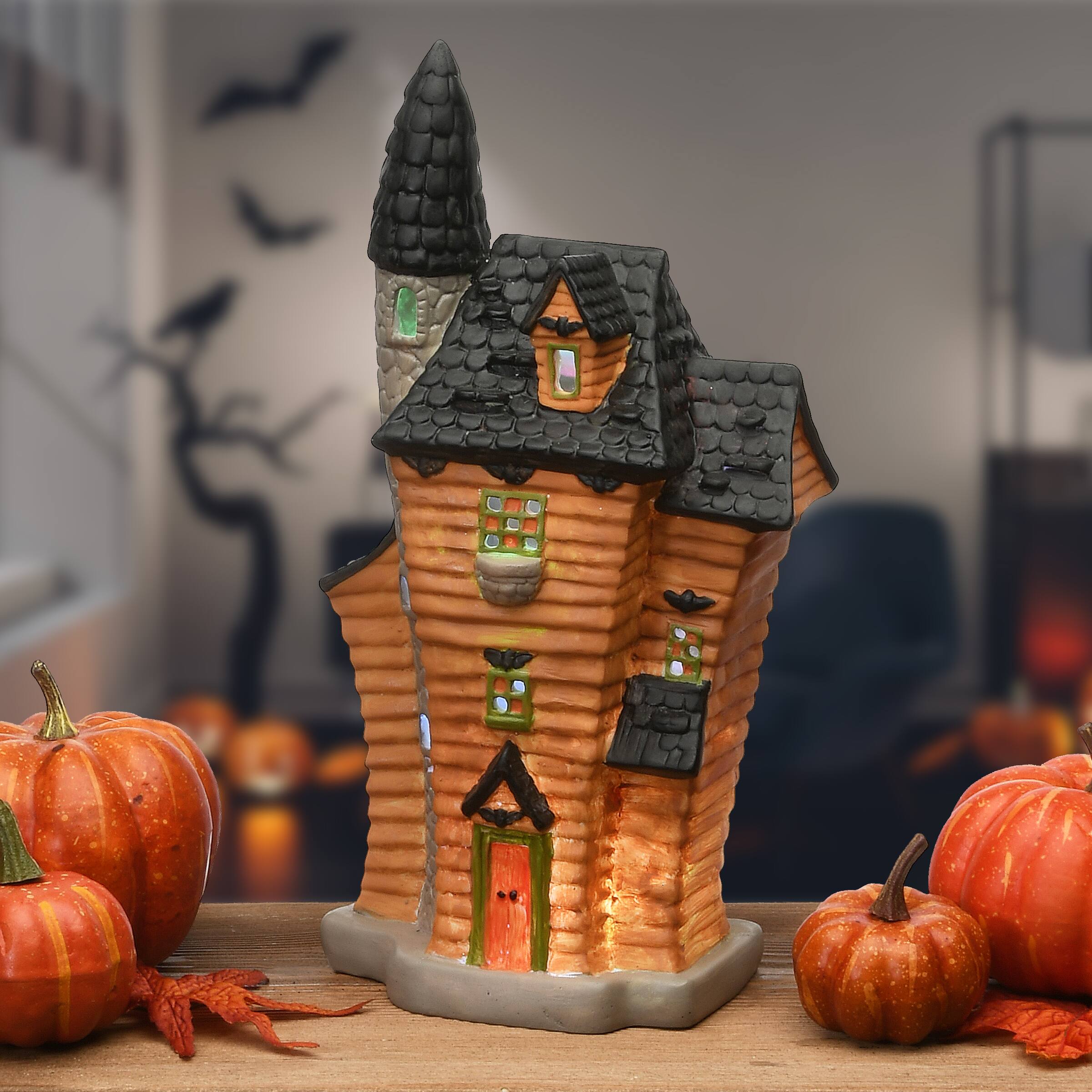 12" Haunted House with Tower & LED Light