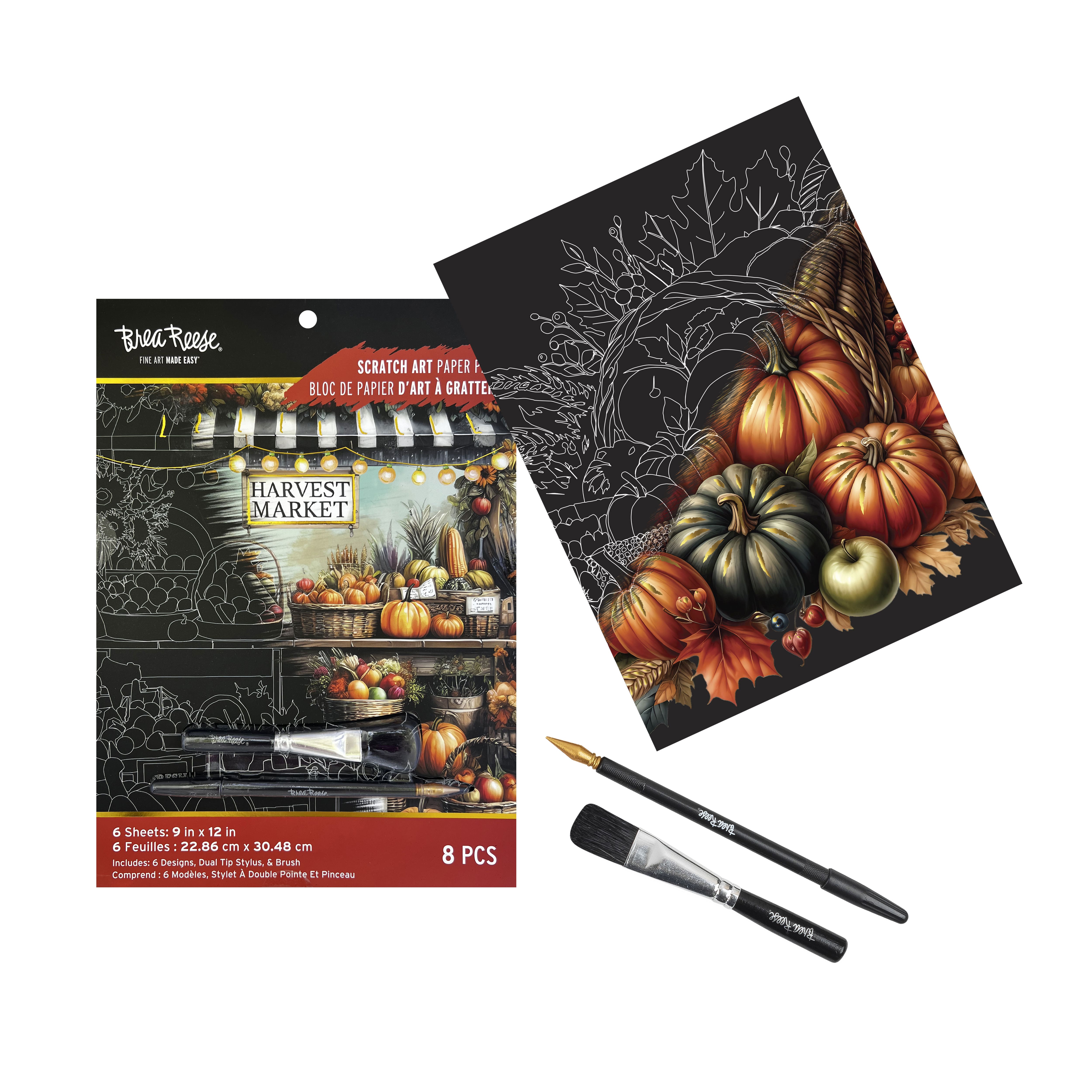 Brea Reese&#x2122; 9&#x22; x 12&#x22; Harvest Season Scratch Art Paper Pad