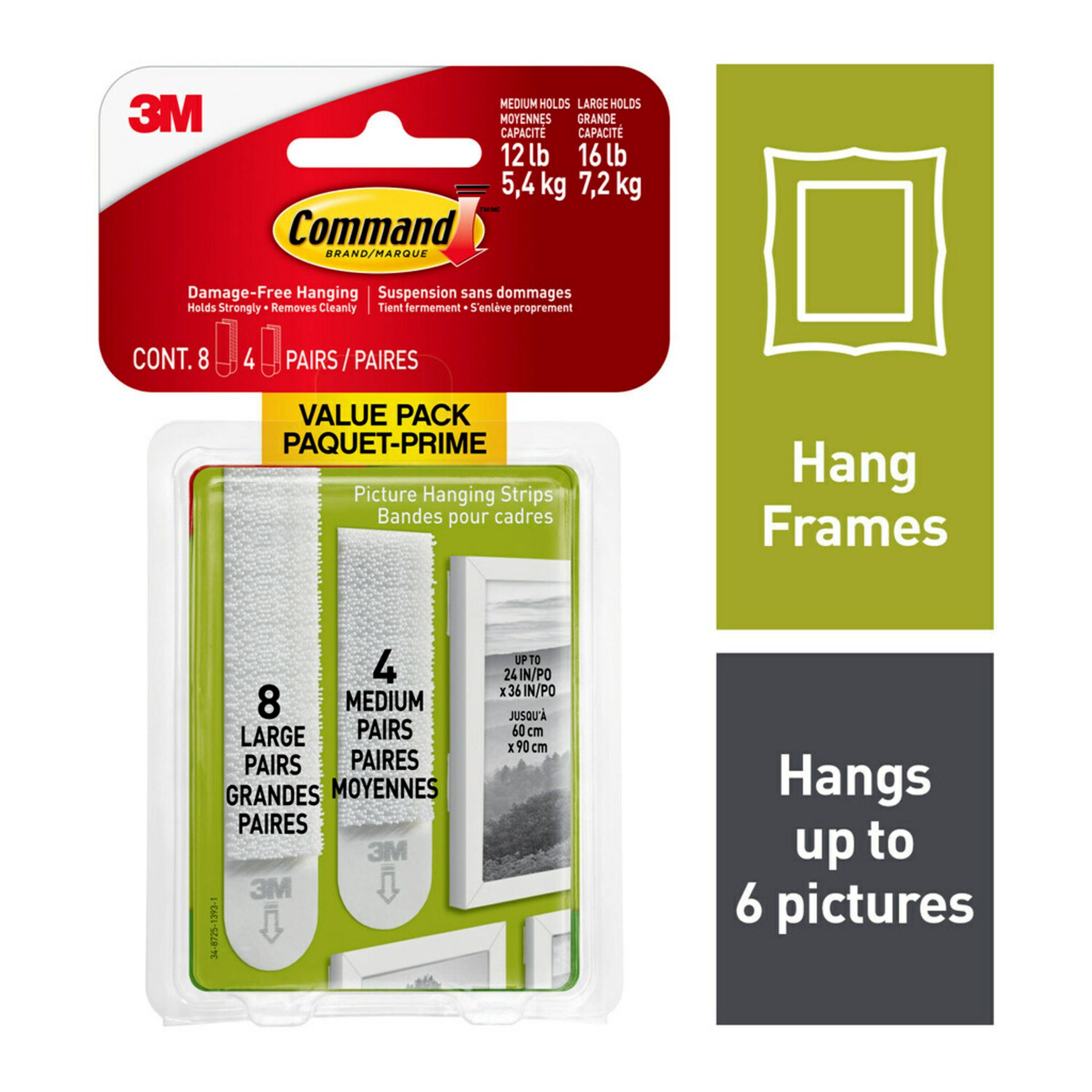 12 Packs: 12 ct. (144 total) 3M Command™ Medium & Large White Picture Hanging Strips