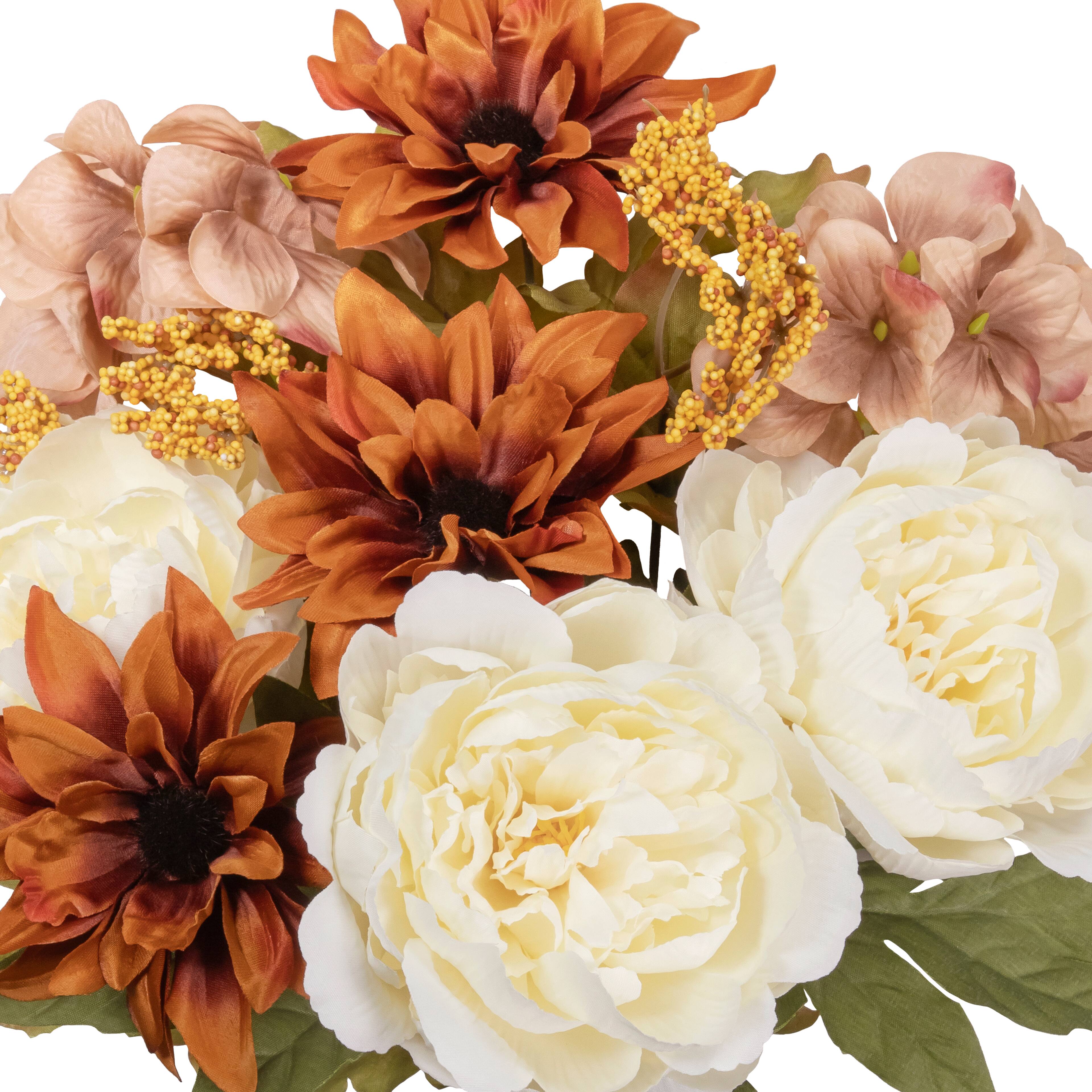 18" Brown & Cream Dahlia & Peony Mixed Bush by Ashland®